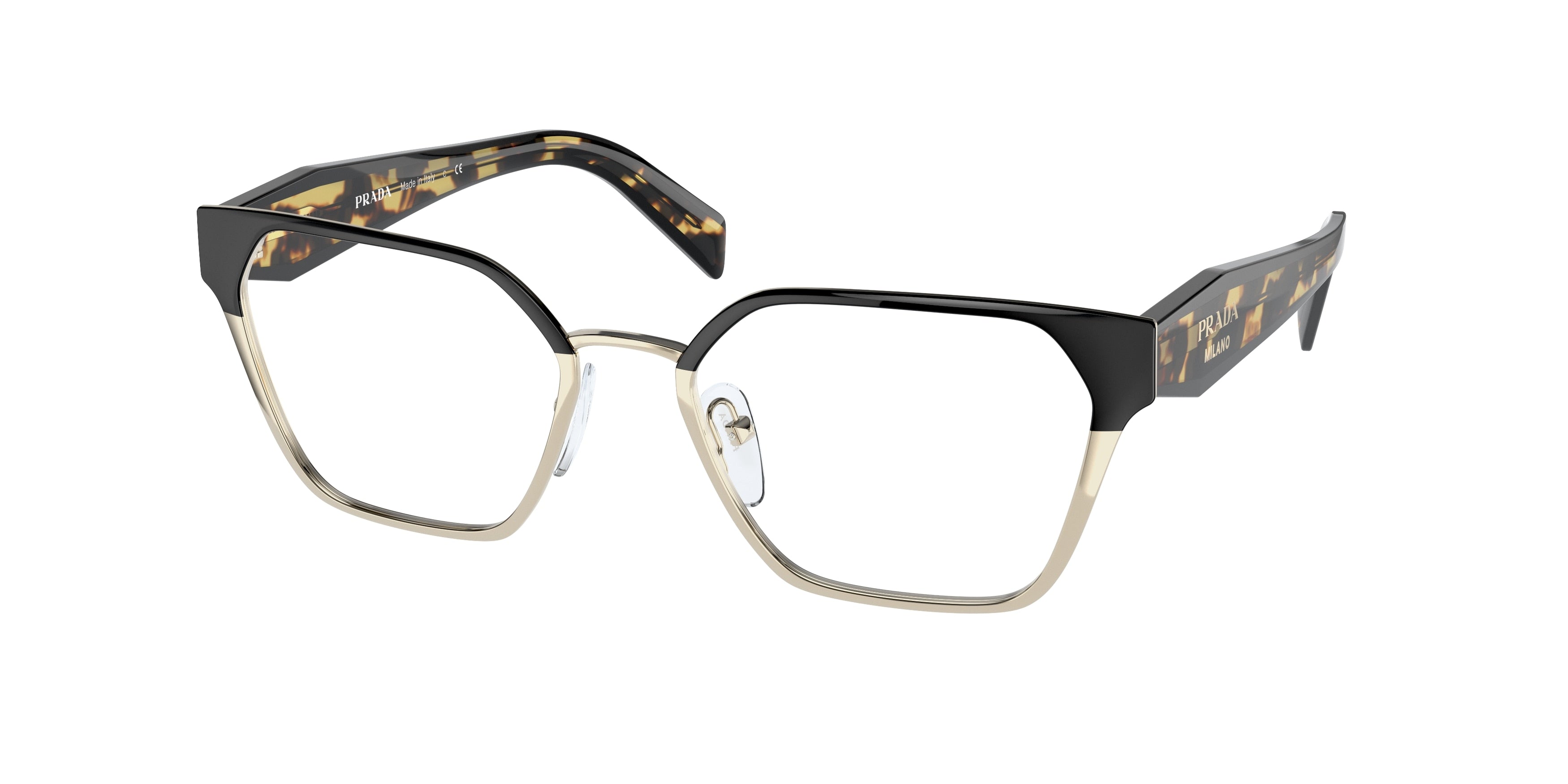 Prada PR63WV Irregular Eyeglasses  AAV1O1-Black/Pale Gold 53-140-18 - Color Map Black