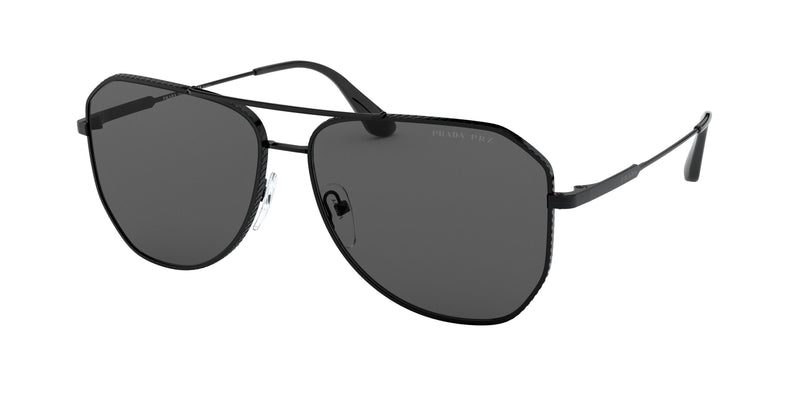 Prada PR63XS Irregular Sunglasses - 58-145-14 / 1AB08G-Black - Polarized