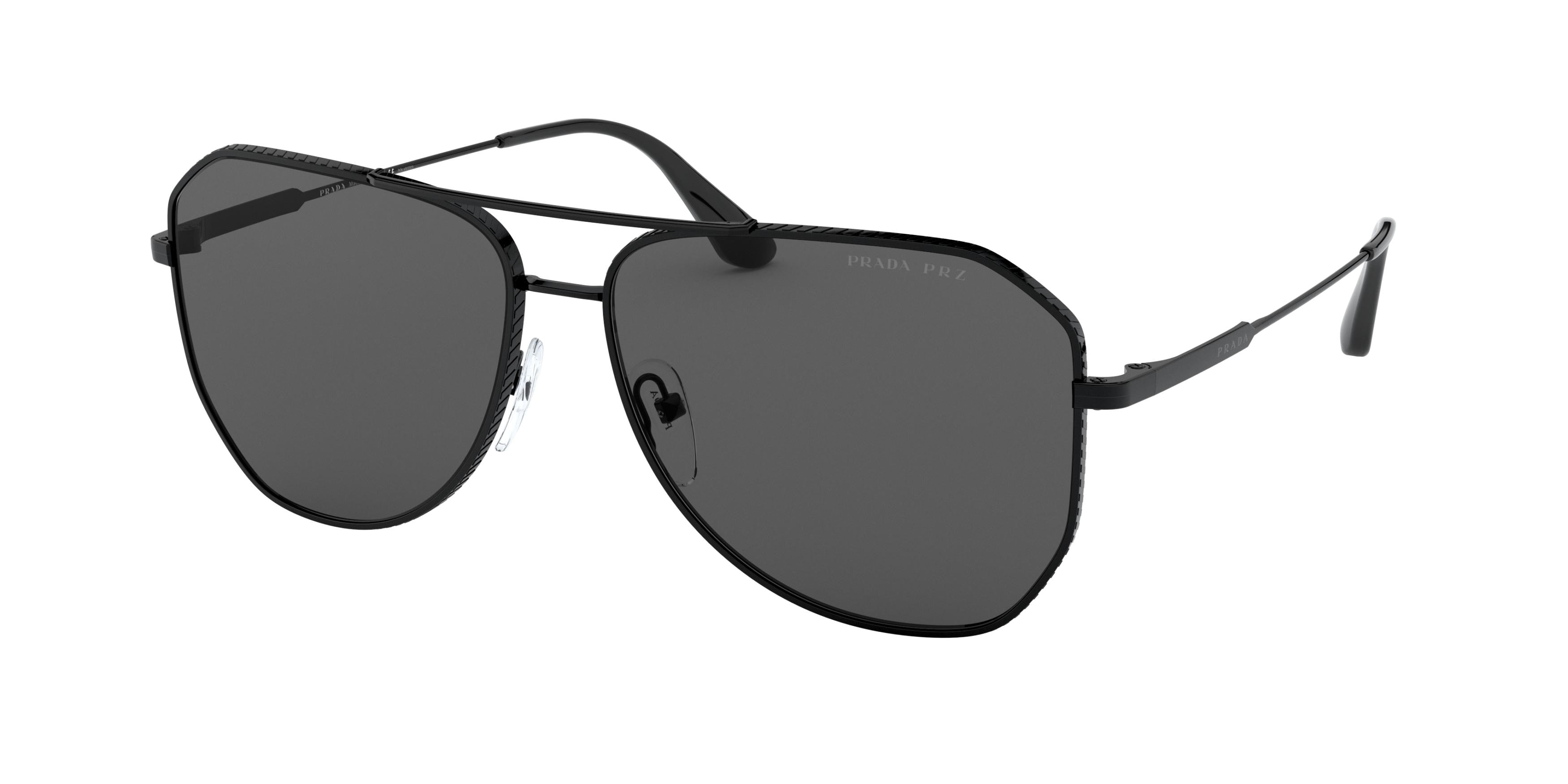Prada PR63XS Irregular Sunglasses - 58-145-14 / 1AB08G-Black - Polarized