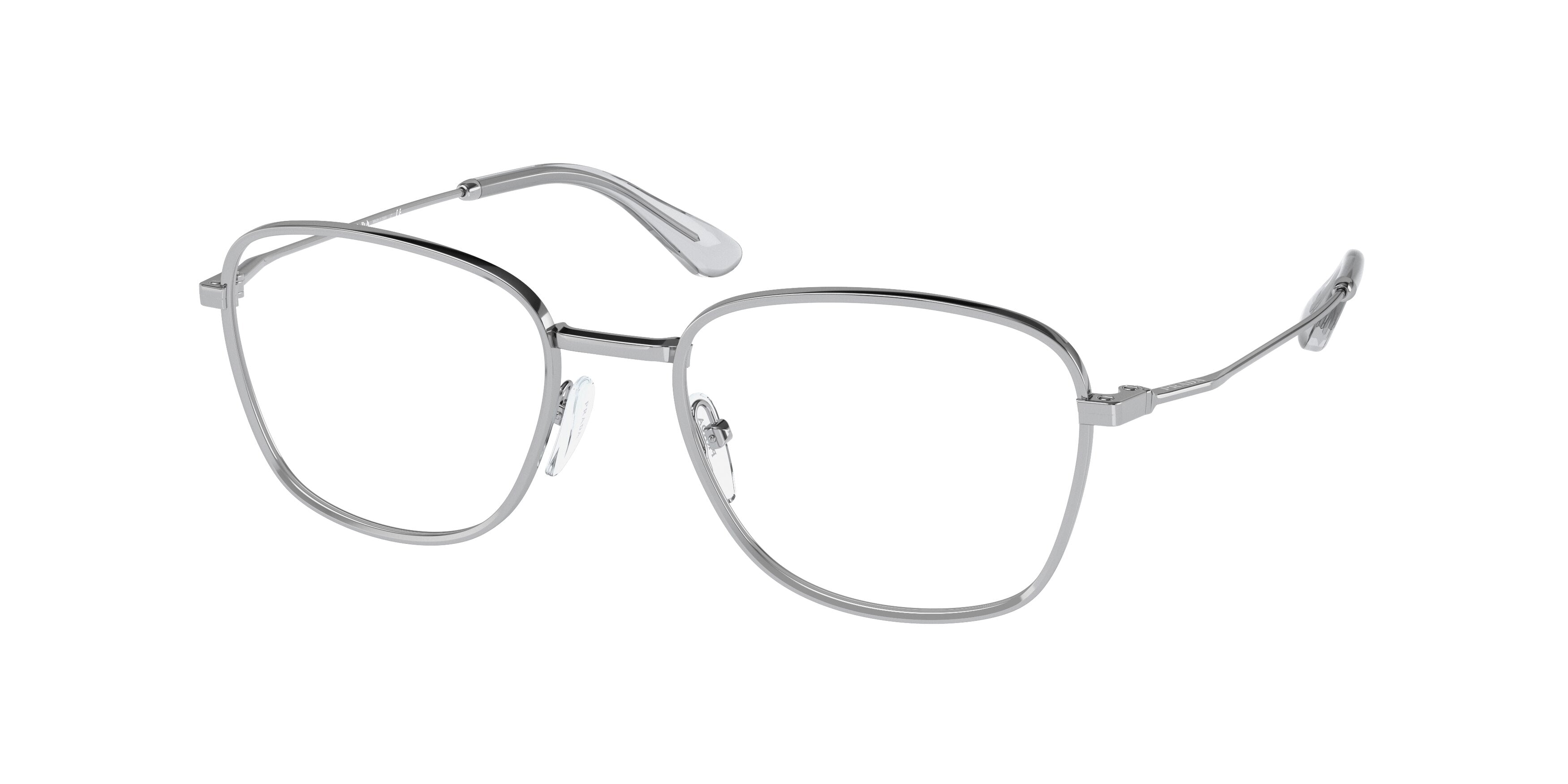 Prada PR64WV Oval Eyeglasses  1BC1O1-Silver 52-145-19 - Color Map Silver