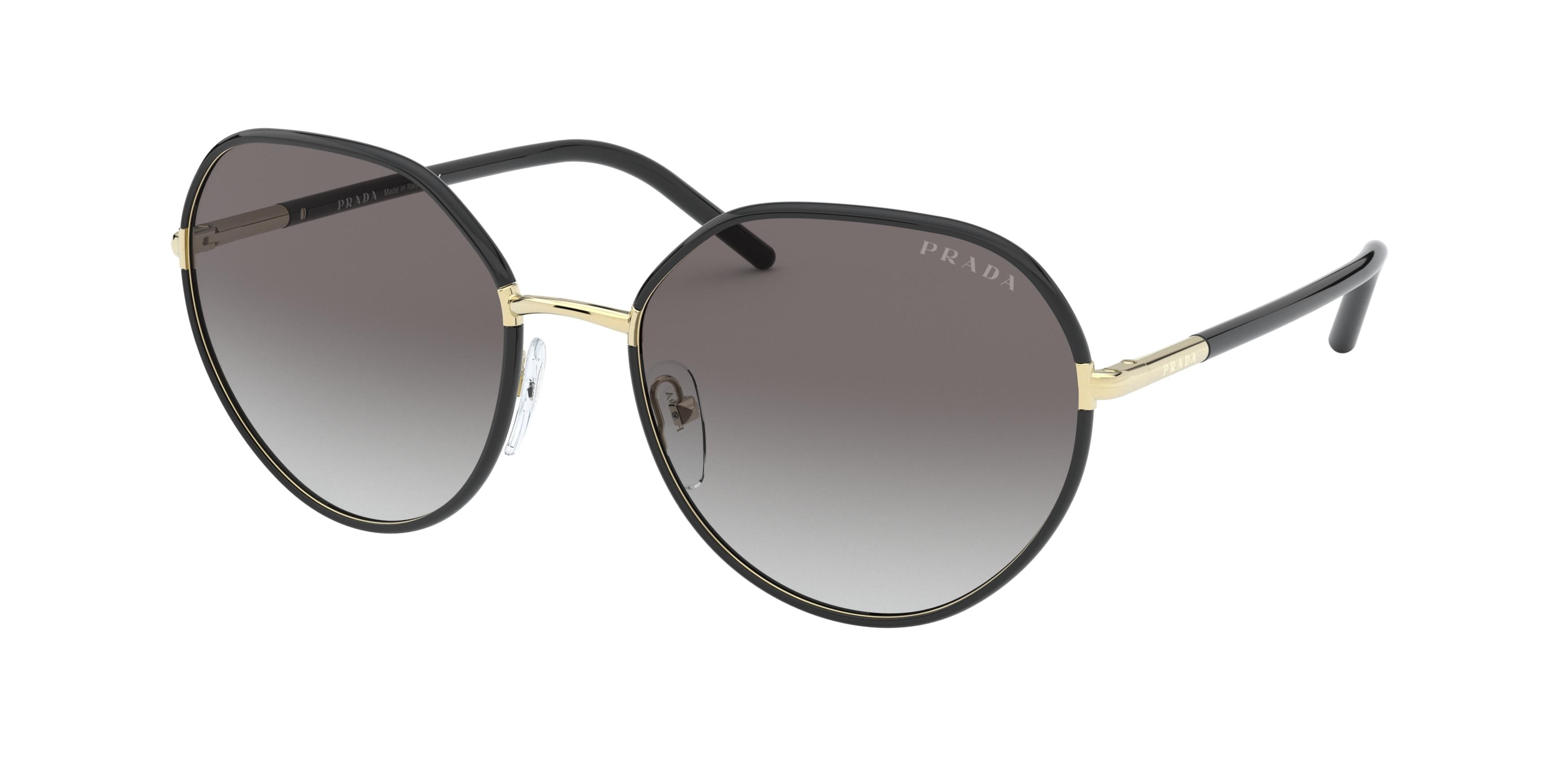 Prada PR65XS Round Sunglasses  AAV0A7-Black 58-145-19 - Color Map Black