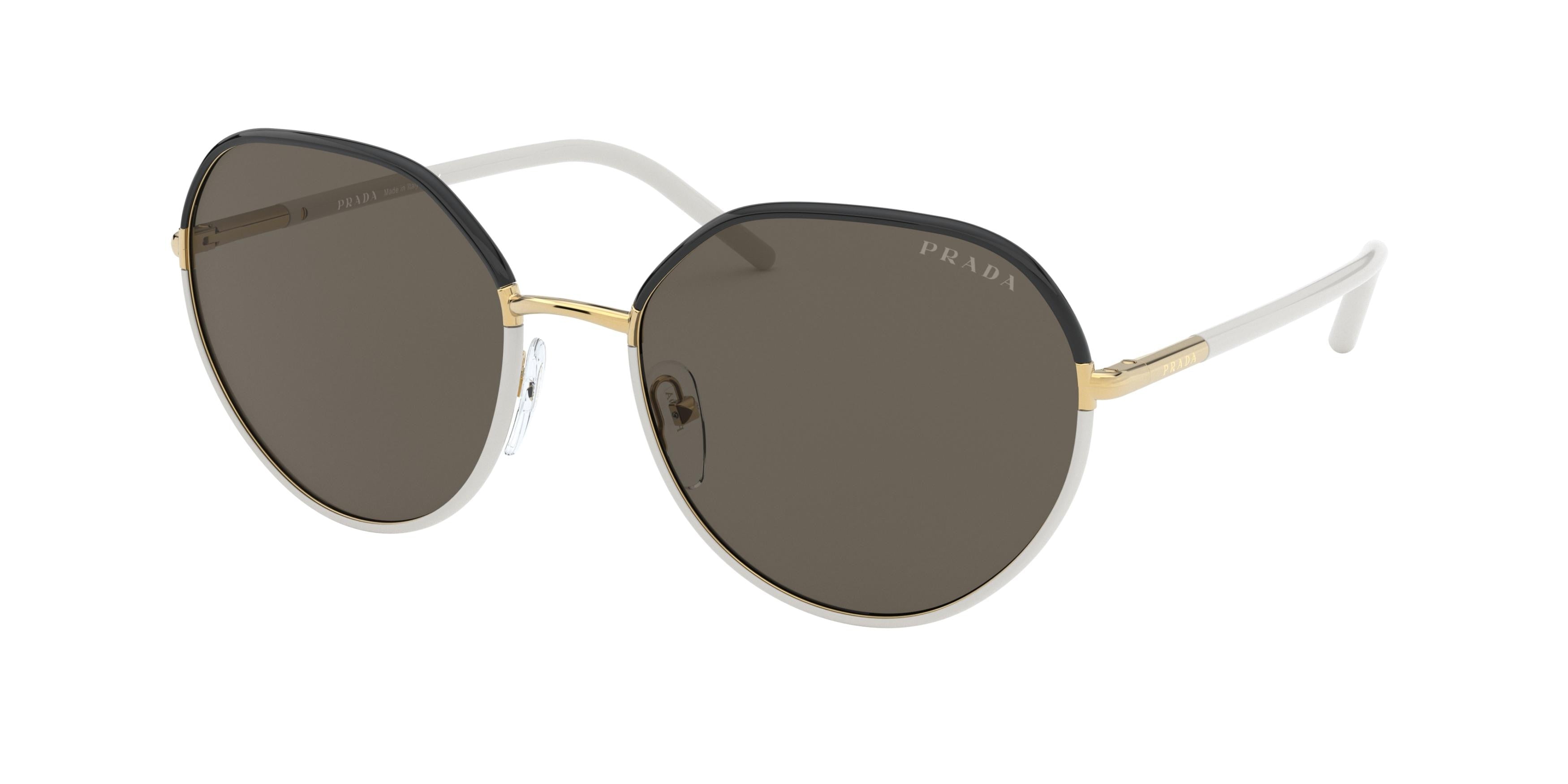 Prada PR65XS Round Sunglasses  YC45G1-Black/Ivory 58-145-19 - Color Map Black