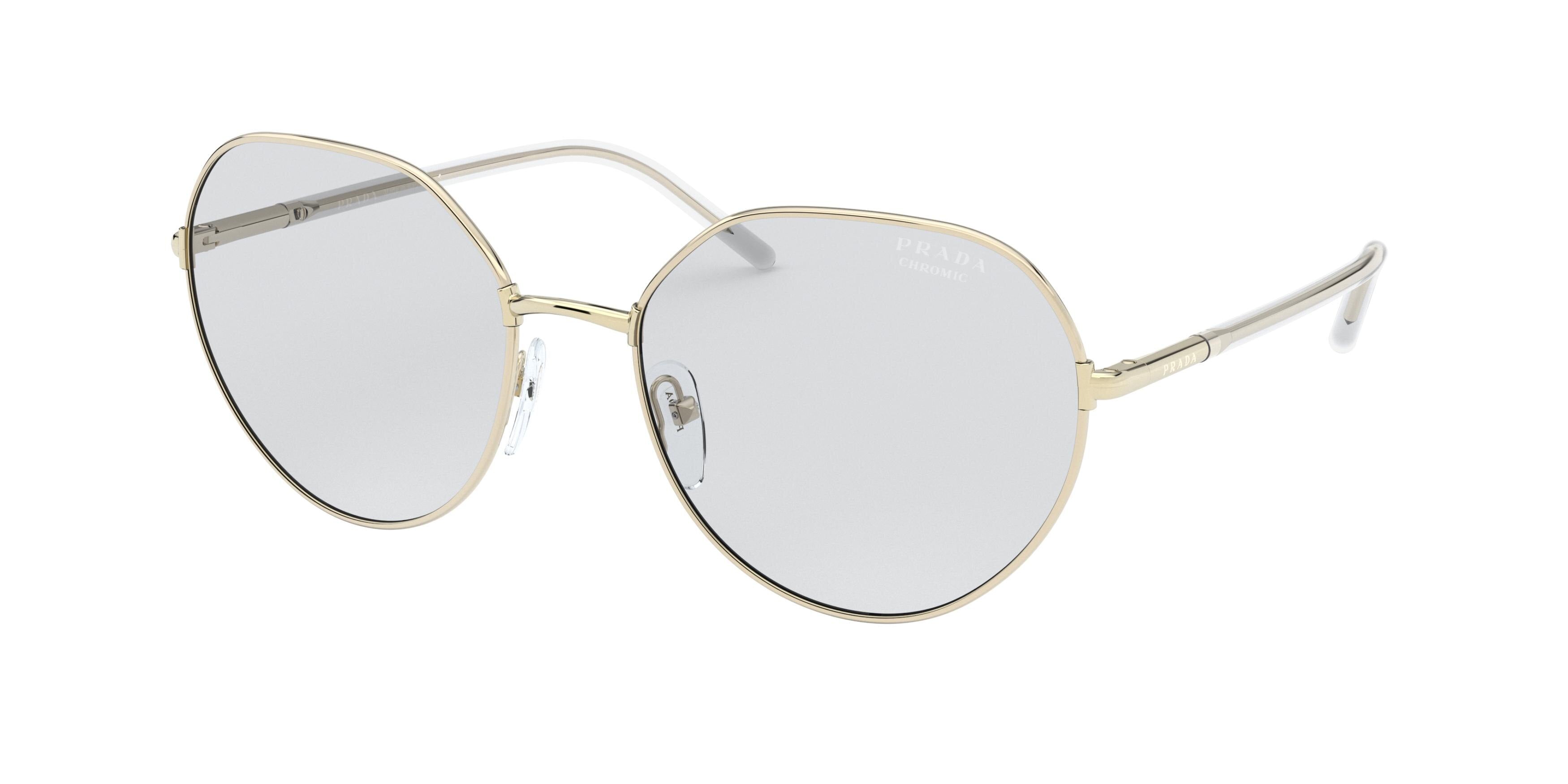 Prada PR65XS Round Sunglasses  ZVN07D-Pale Gold 58-145-19 - Color Map Gold