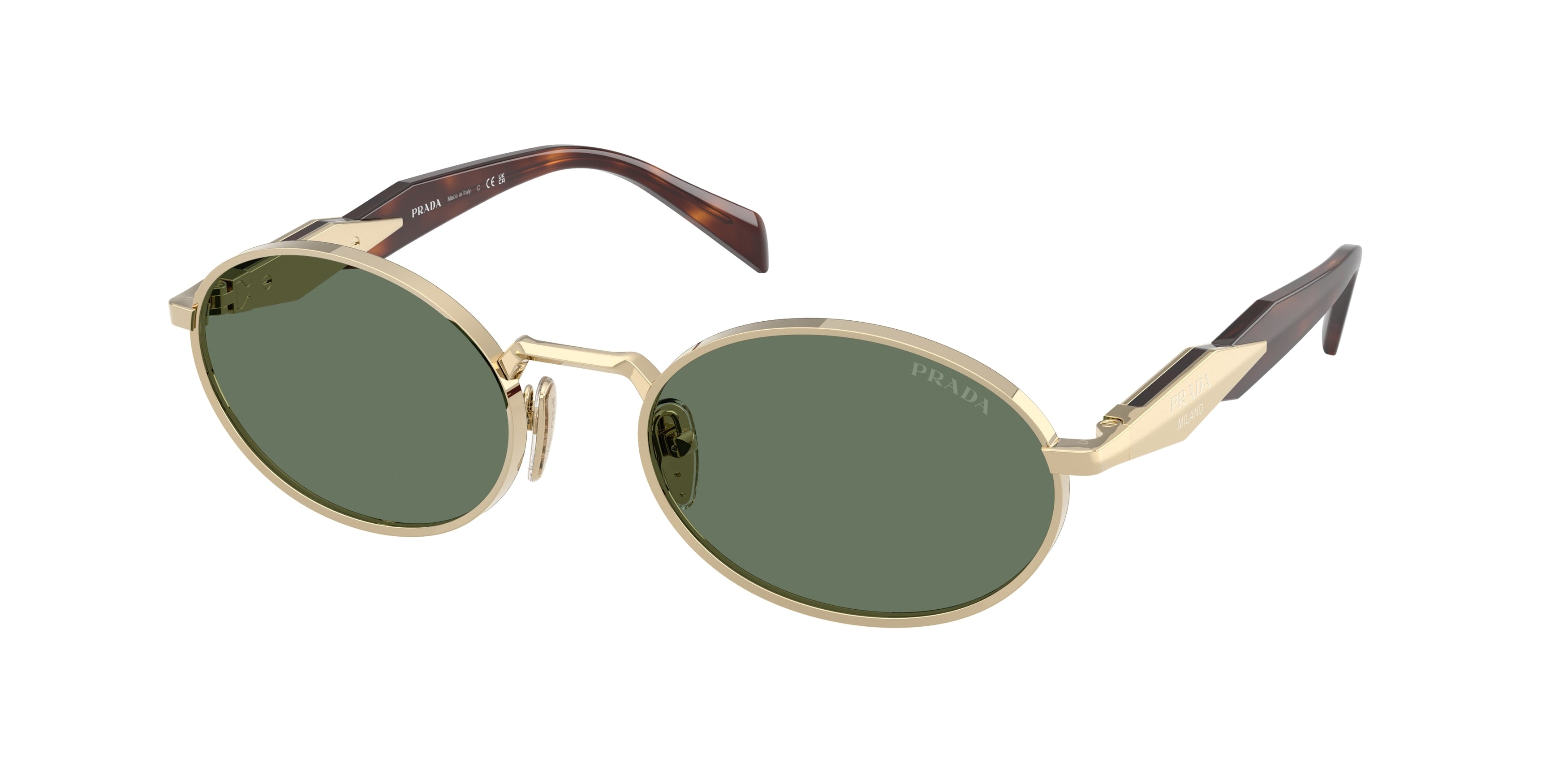 Prada PR65ZS Oval Sunglasses  ZVN70L-Pale Gold 55-140-20 - Color Map Gold