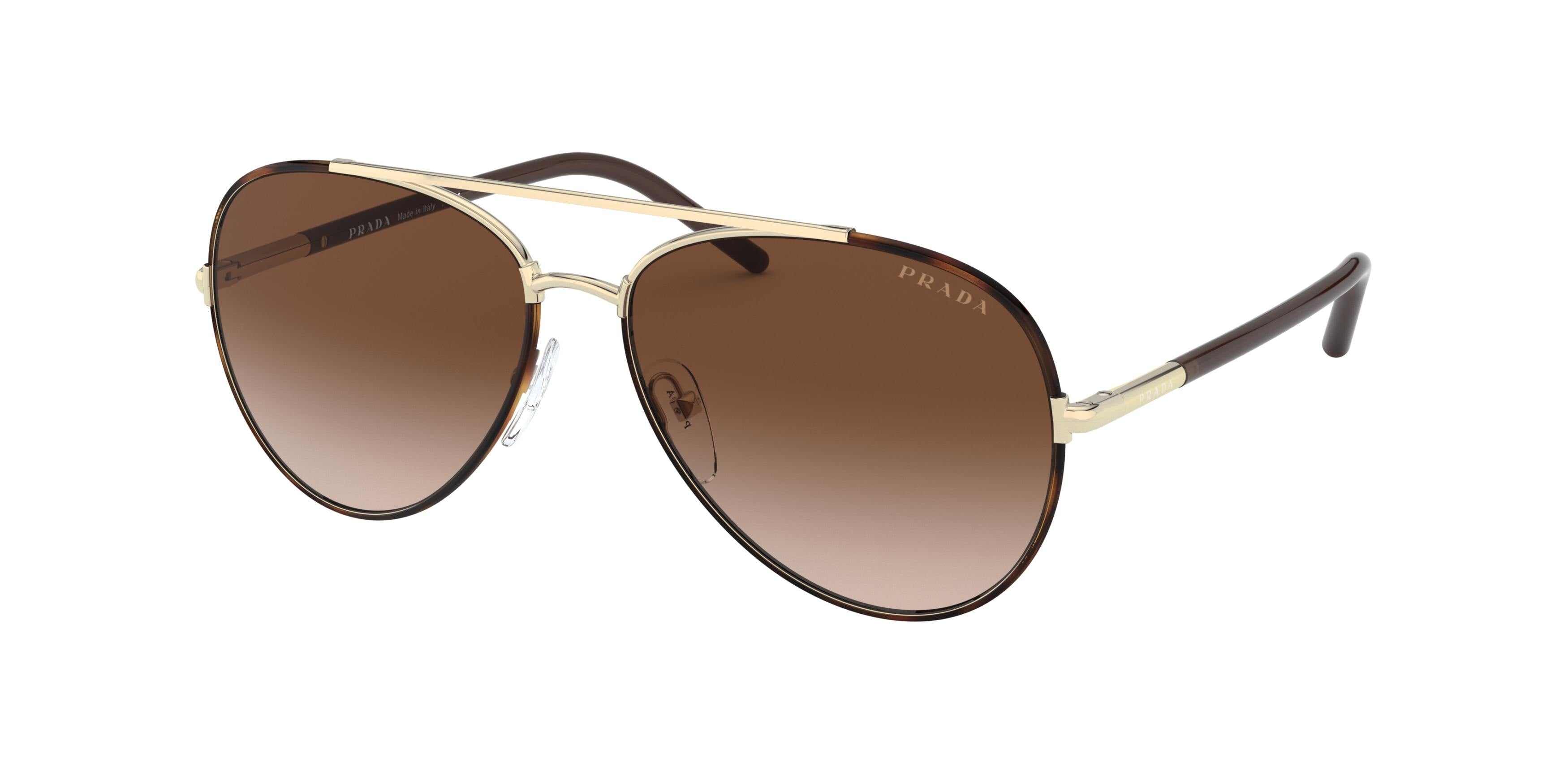 Prada PR66XS Round Sunglasses  2AU6S1-Havana 57-140-14 - Color Map Tortoise