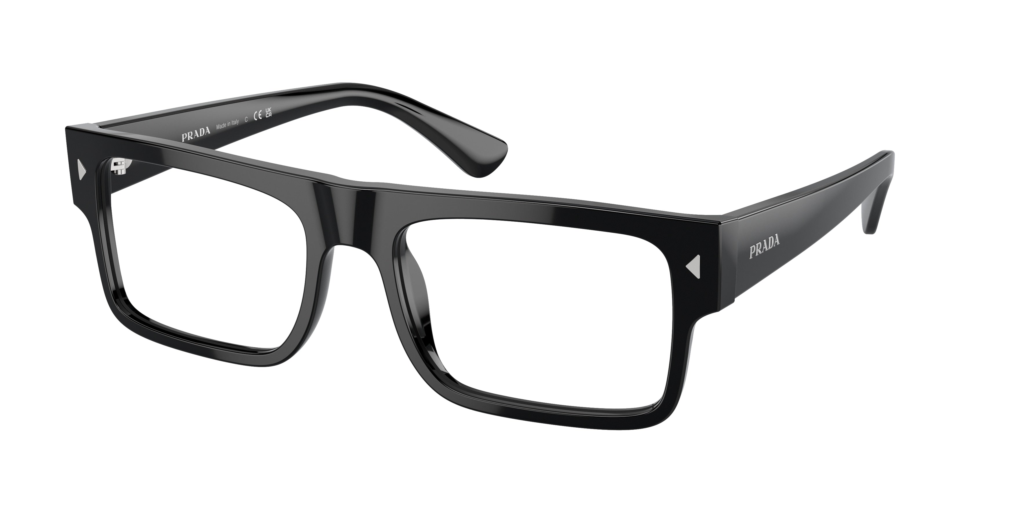 Prada PRA01VF Rectangle Eyeglasses  16K1O1-Black 57-150-17 - Color Map Black