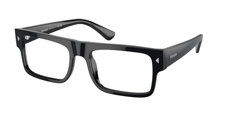Prada PRA01V Rectangle Eyeglasses  16K1O1-Black 57-150-19 - Color Map Black