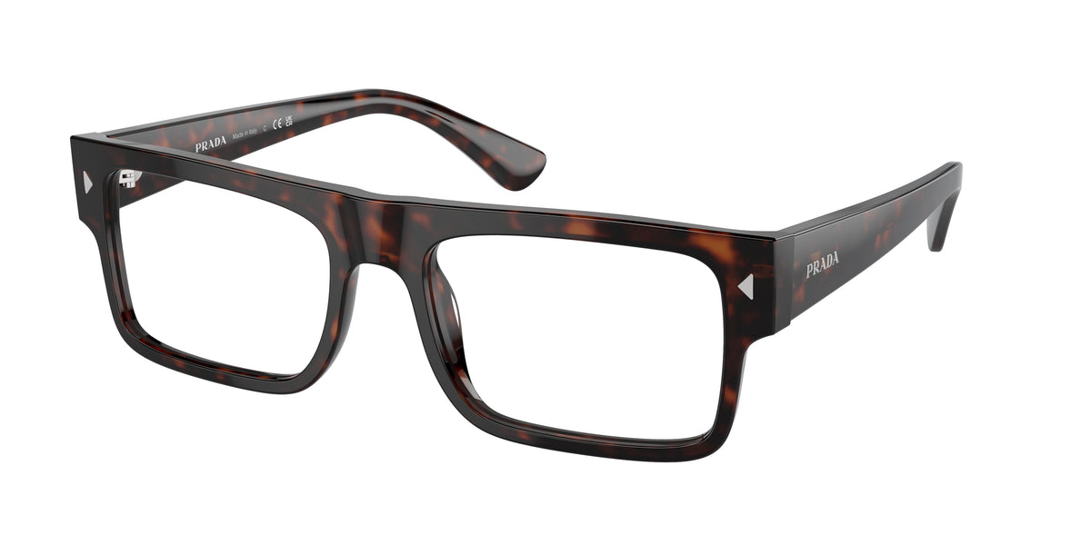 Prada PRA01V Rectangle Eyeglasses  17N1O1-Havana 57-150-19 - Color Map Tortoise