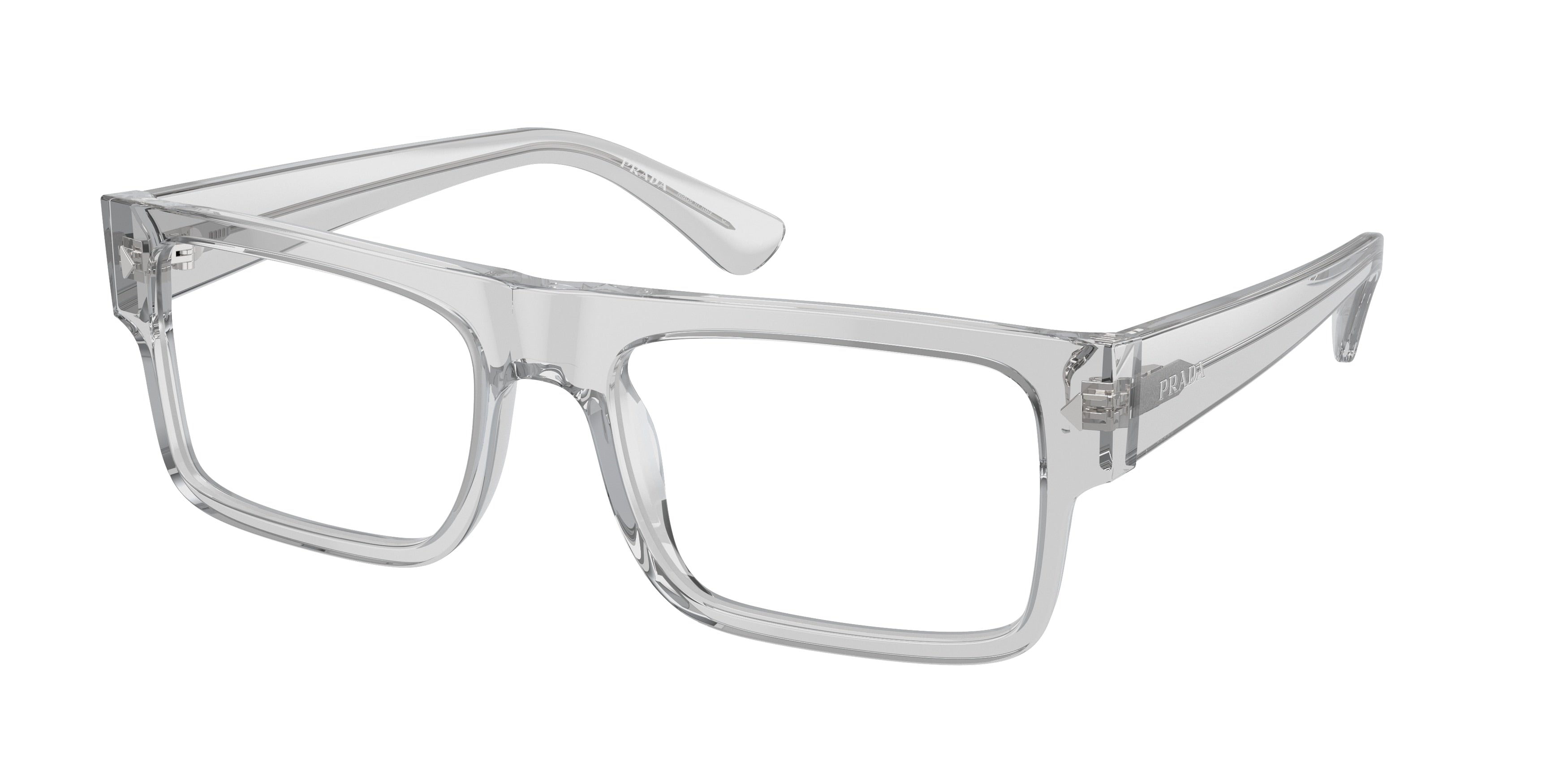 Prada PRA01V Rectangle Eyeglasses  17P1O1-Transparent Grey 57-150-19 - Color Map Grey