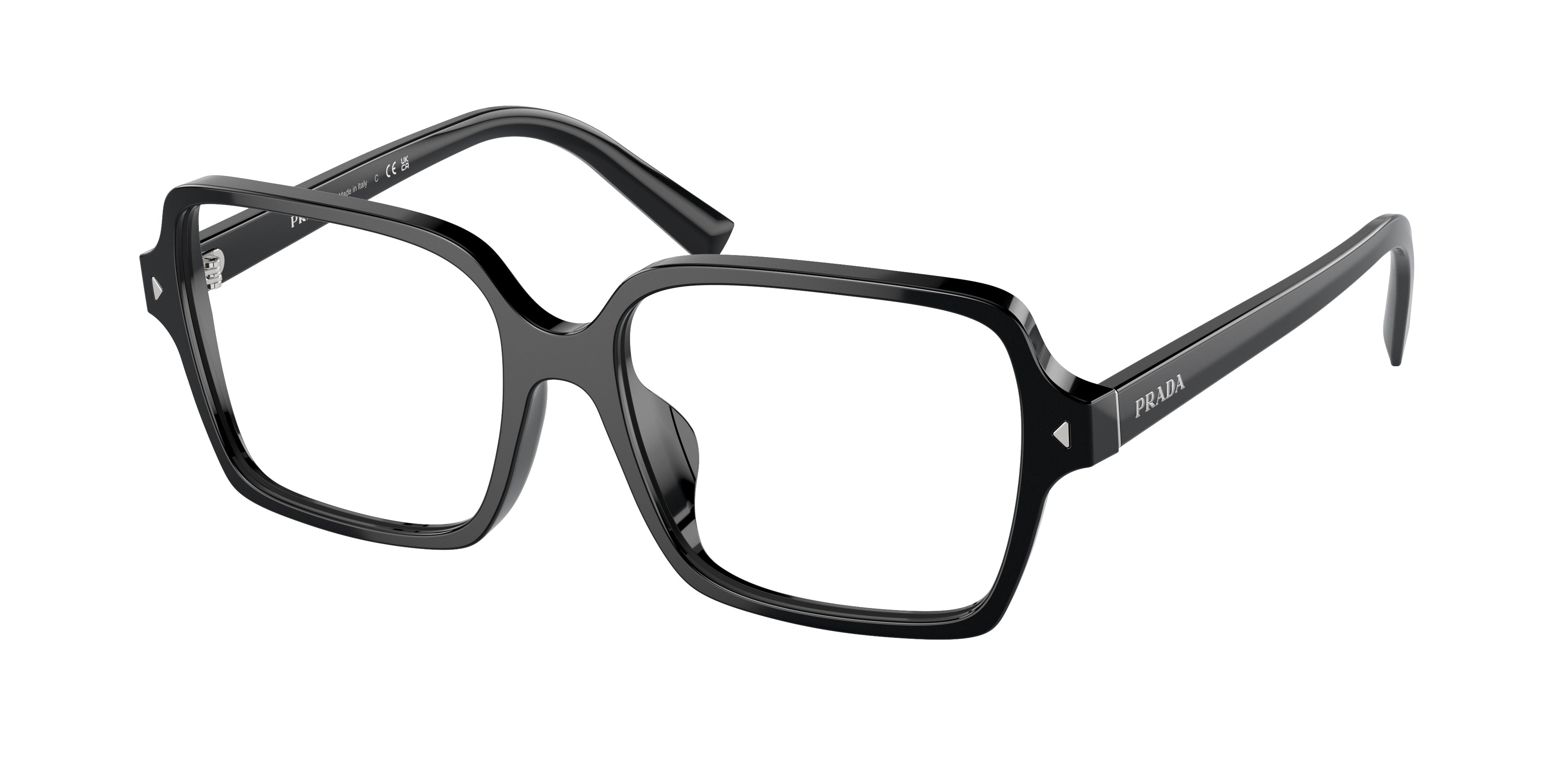 Prada PRA02VF Pillow Eyeglasses  1AB1O1-Black 55-145-16 - Color Map Black
