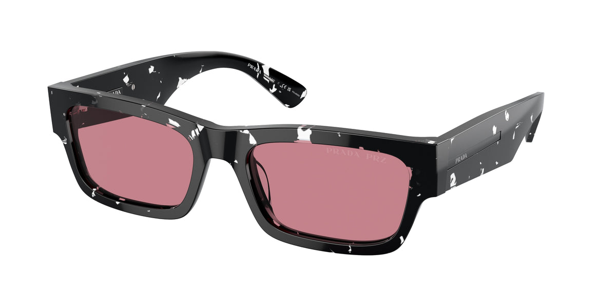 Prada PRA03S Rectangle Sunglasses  15O70C-Havana Black Transparent 56-145-19 - Color Map Brown