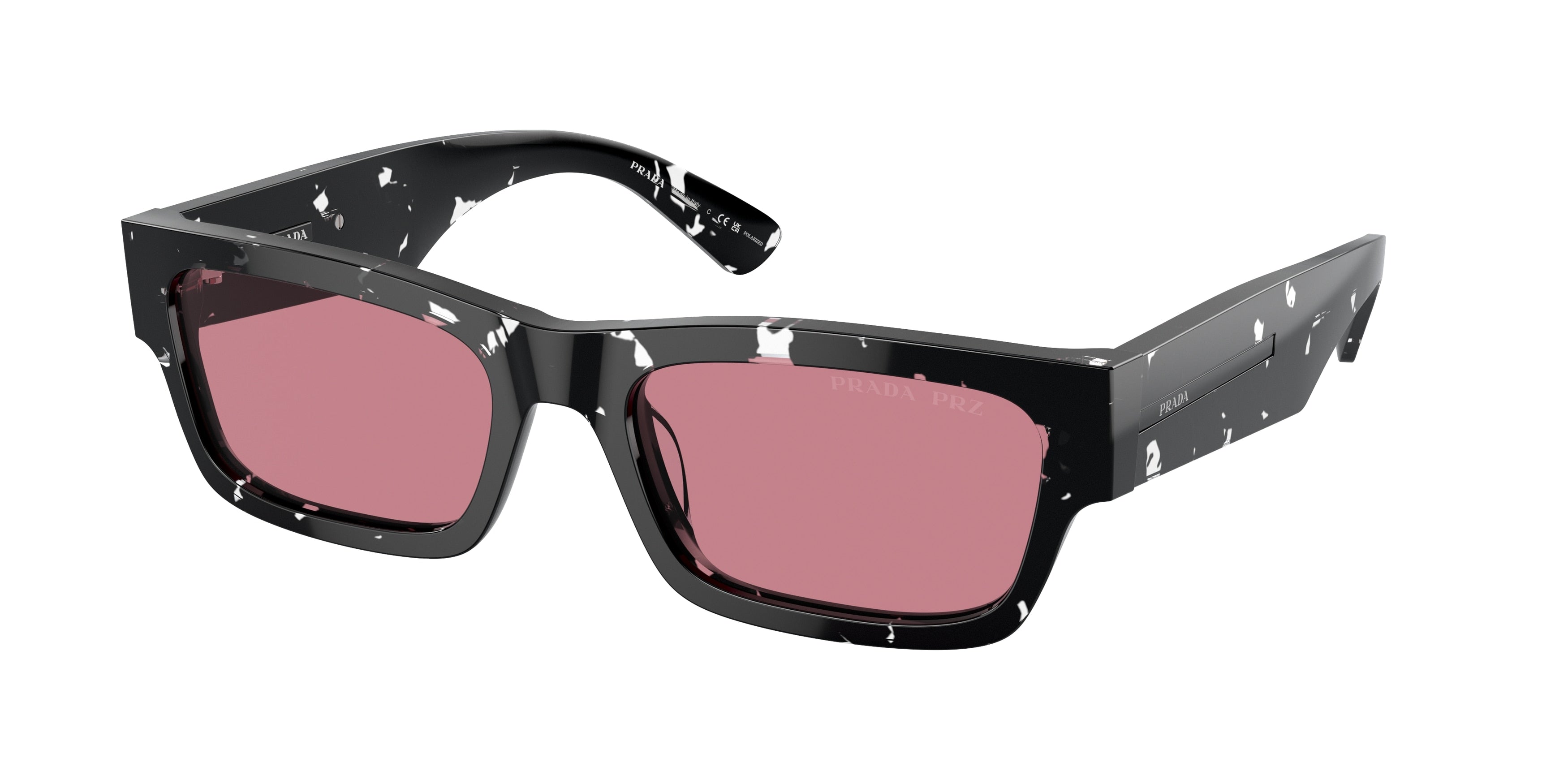 Prada PRA03S Rectangle Sunglasses  15O70C-Havana Black Transparent 56-145-19 - Color Map Brown
