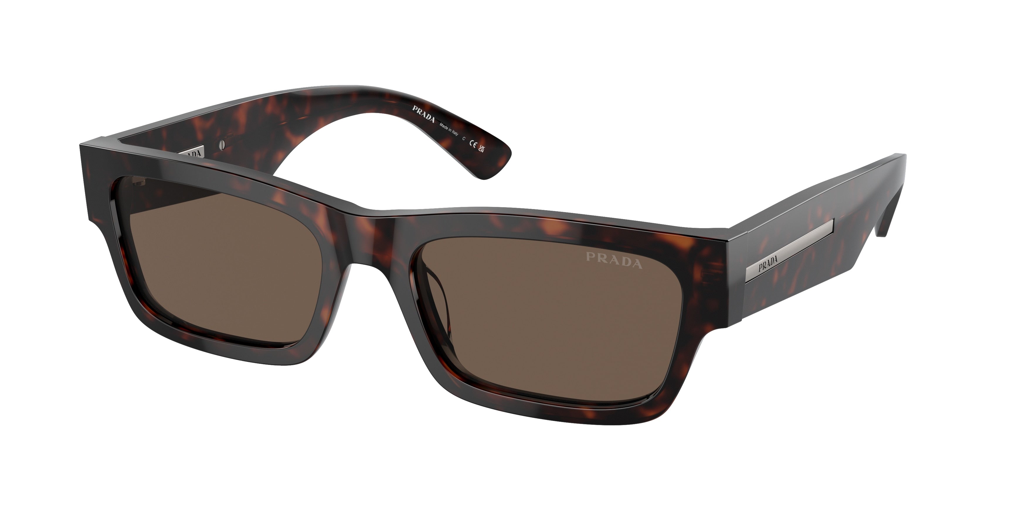 Prada PRA03S Rectangle Sunglasses  17N08T-Havana 56-145-19 - Color Map Tortoise
