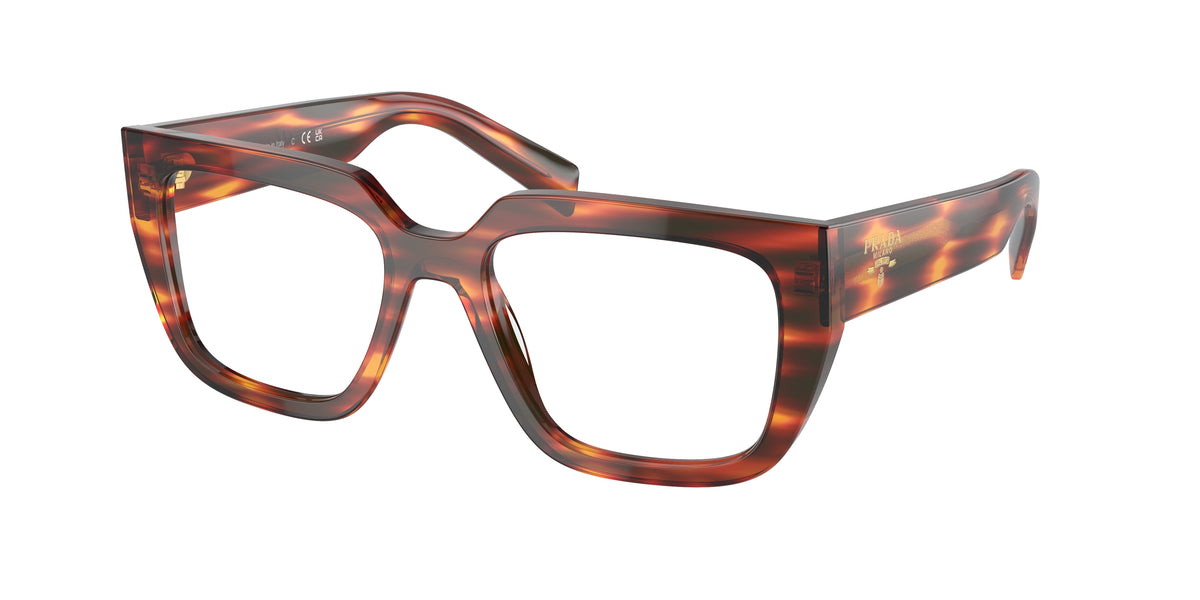 Prada PRA03V Irregular Eyeglasses for Women — Free Shipping - 52-140-18 / 13O1O1-Havana Red
