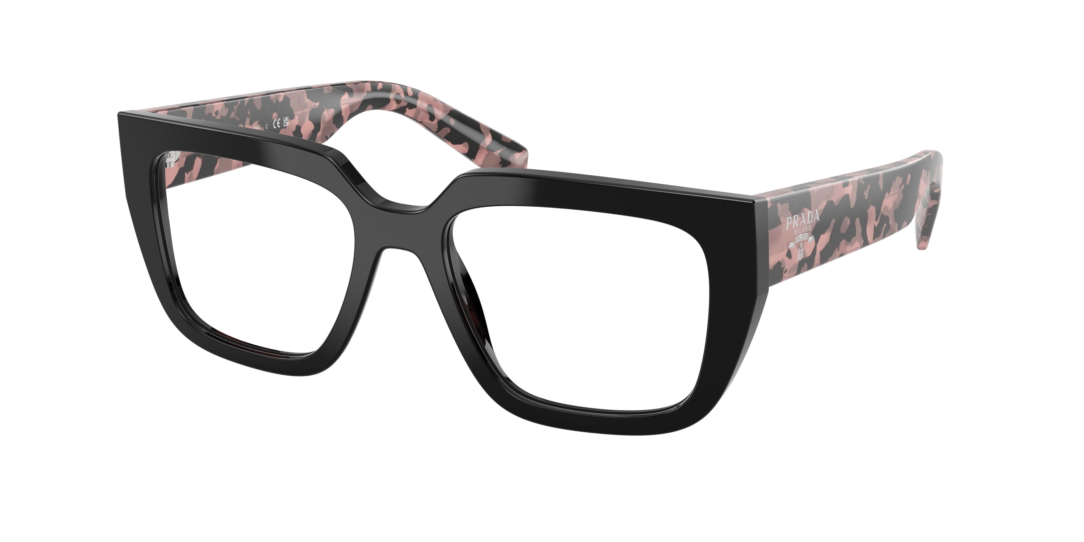 Prada PRA03V Irregular Eyeglasses  13P1O1-Black 52-140-18 - Color Map Black