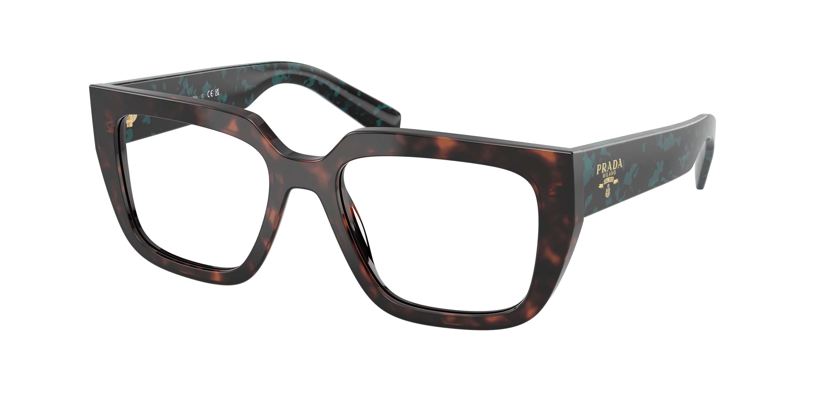 Prada PRA03V Irregular Eyeglasses  18Z1O1-Root Tortoise 52-140-18 - Color Map Tortoise