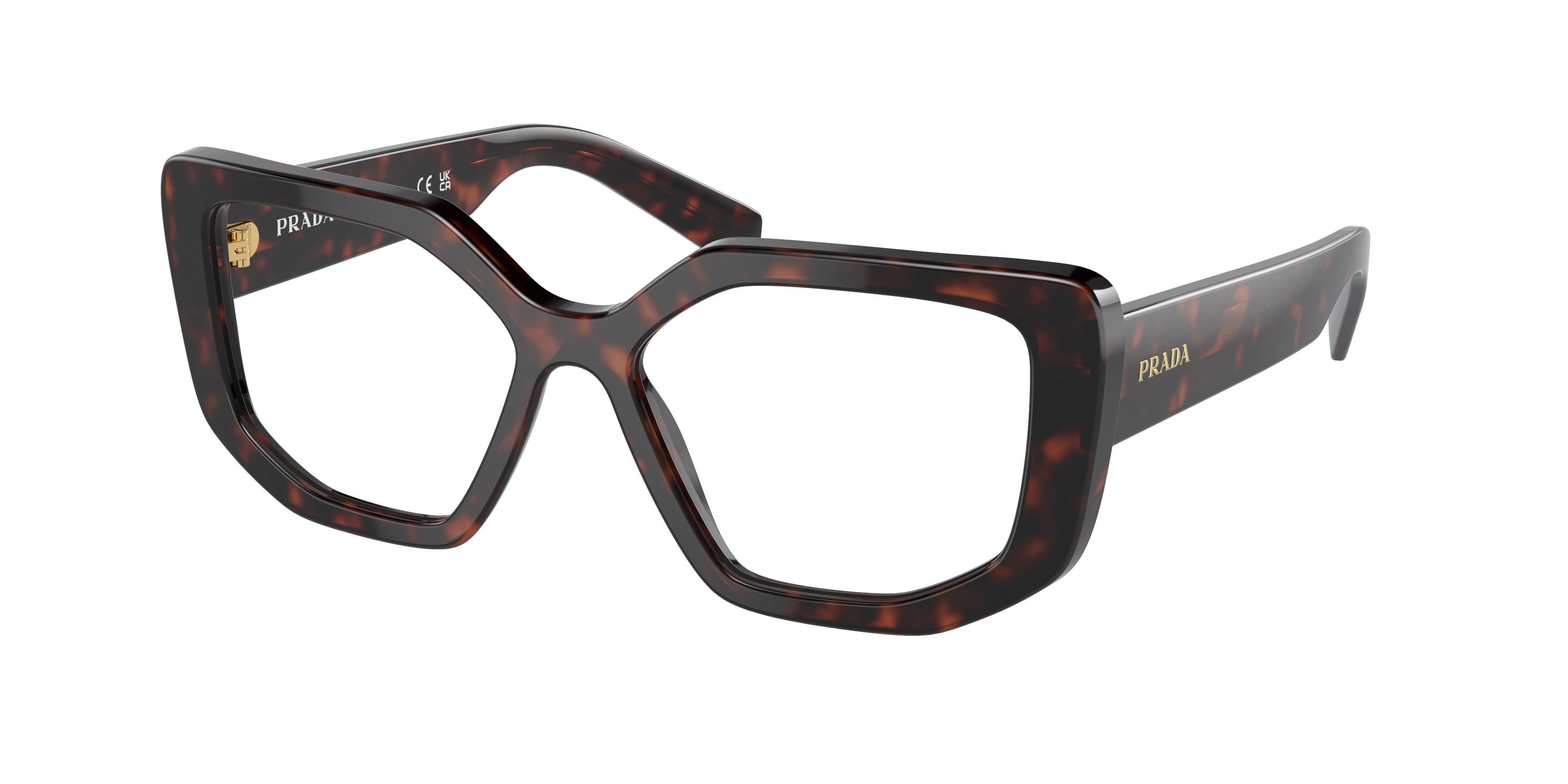 Prada PRA04VF Irregular Eyeglasses  16N1O1-Havana 55-140-15 - Color Map Tortoise