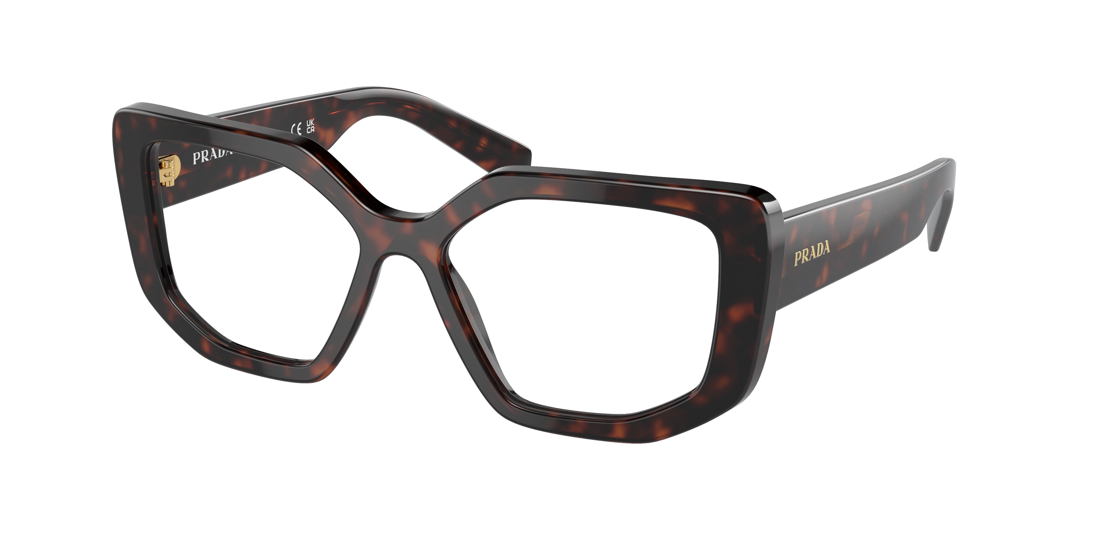 Prada PRA04V Irregular Eyeglasses  16N1O1-Havana 54-140-16 - Color Map Tortoise