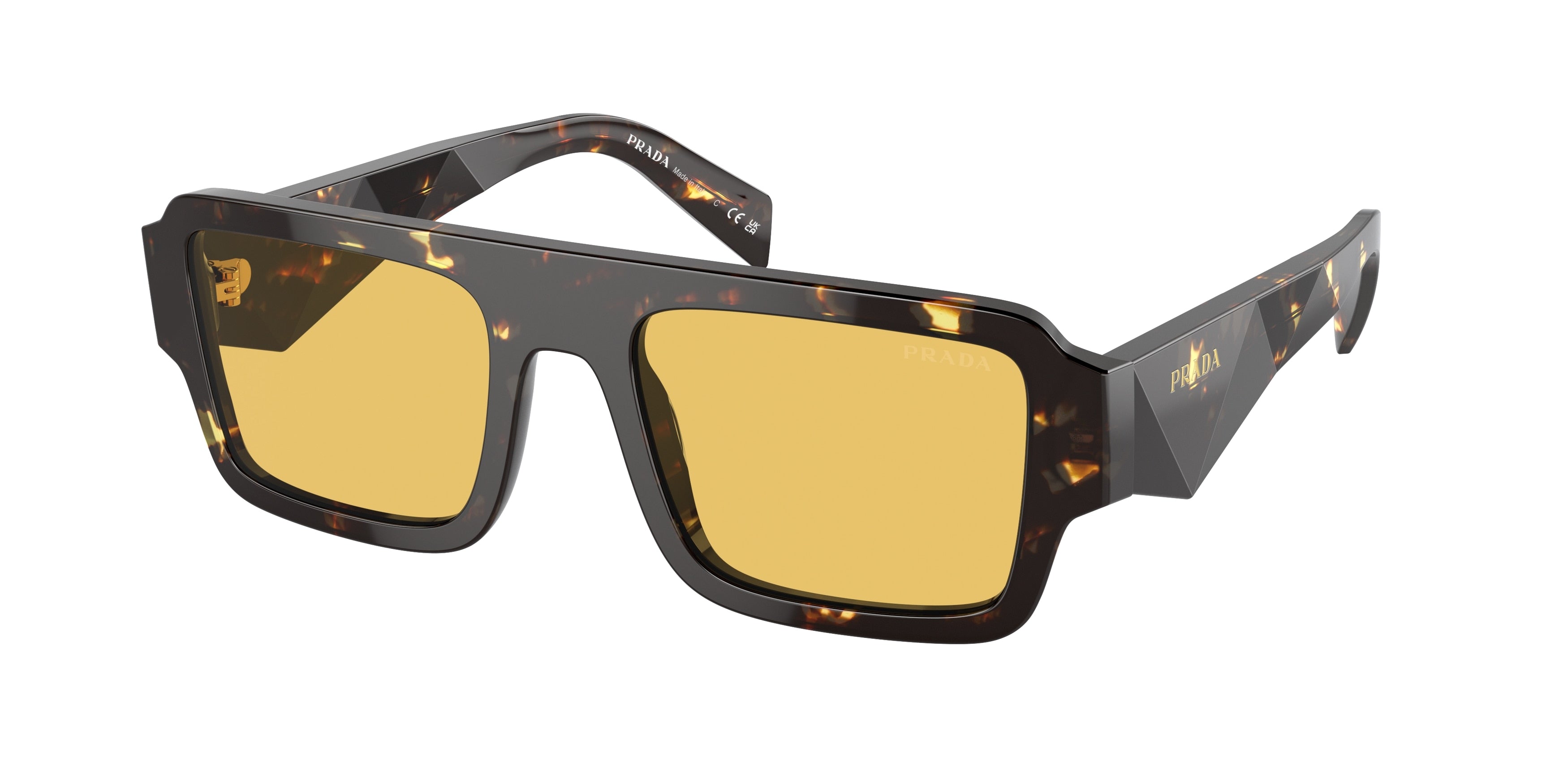 Prada PRA05SF Rectangle Sunglasses  16O10C-Black Malt Tortoise 55-145-19 - Color Map Brown