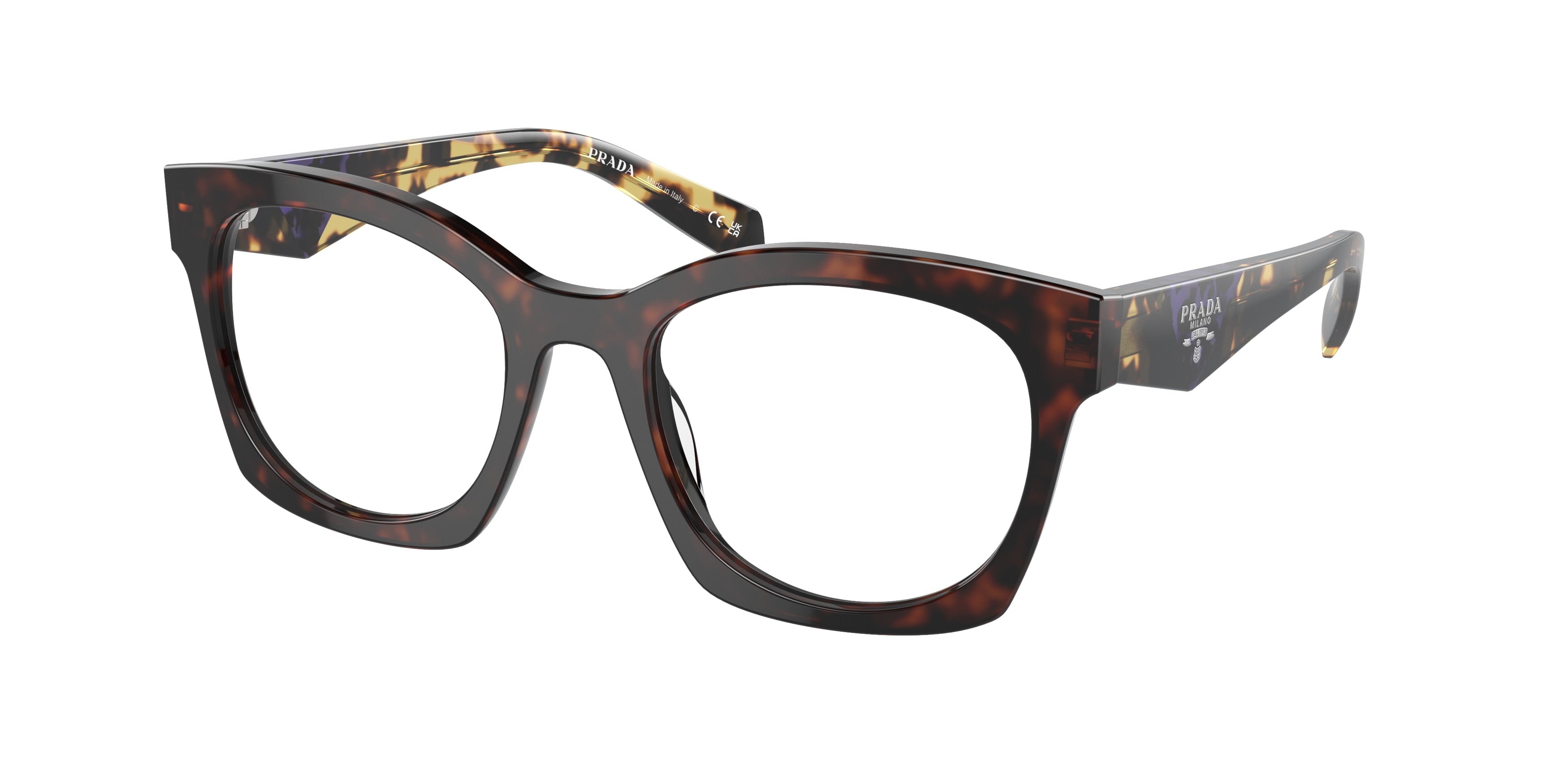 Prada PRA05VF Irregular Eyeglasses  17N1O1-Havana 54-140-18 - Color Map Tortoise