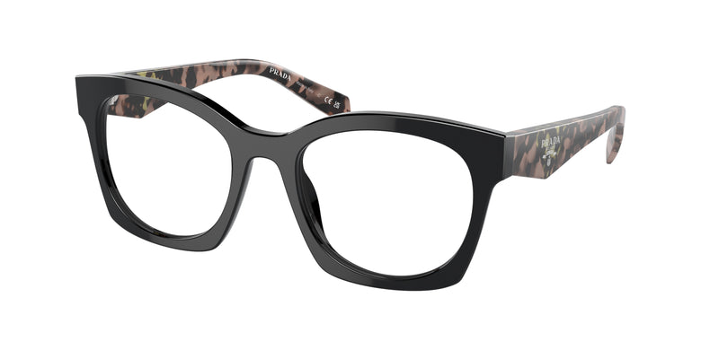 Prada PRA05V Irregular Eyeglasses  13P1O1-Black 52-140-20 - Color Map Black