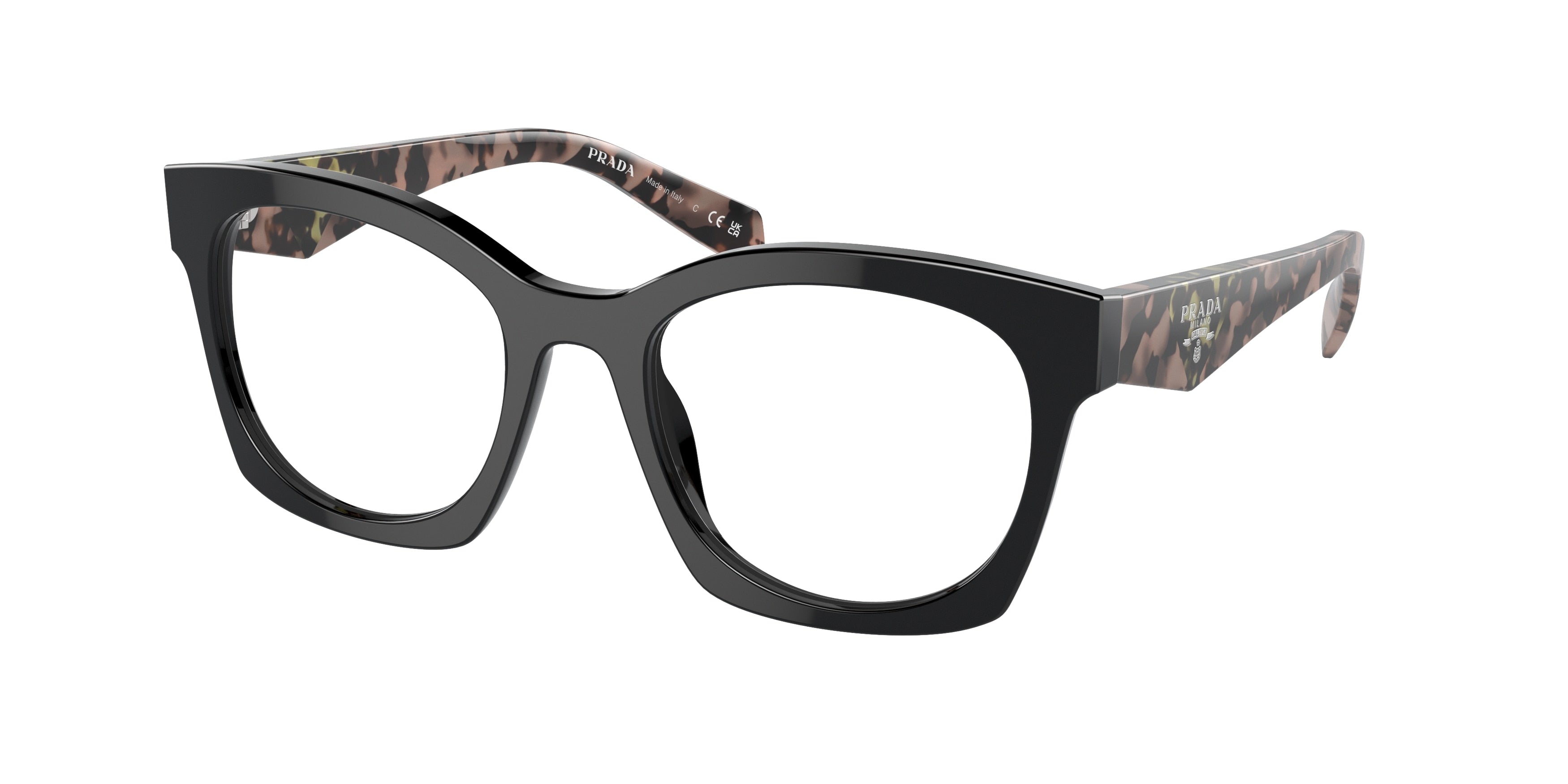 Prada PRA05V Irregular Eyeglasses  13P1O1-Black 52-140-20 - Color Map Black