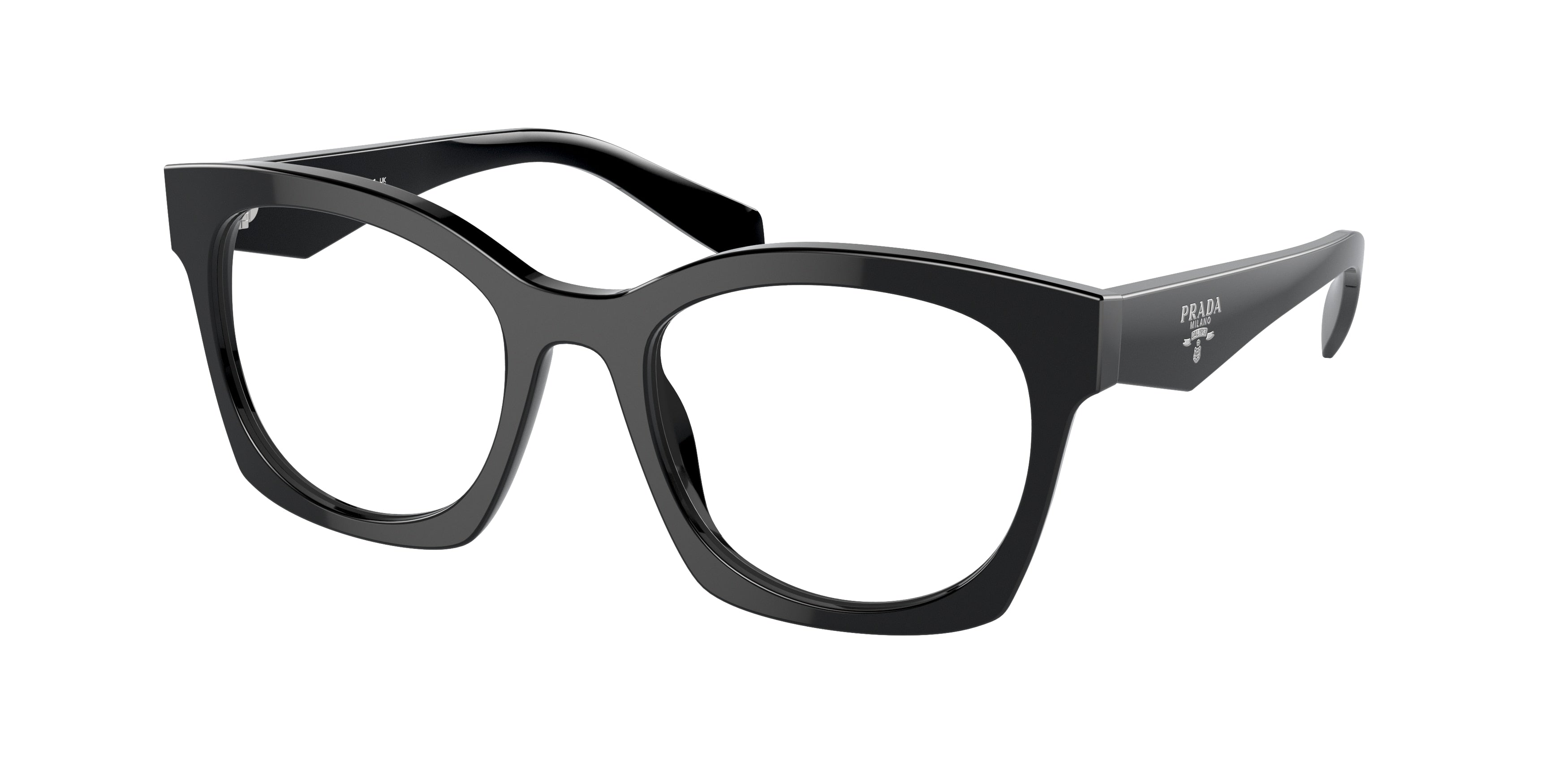 Prada PRA05V Irregular Eyeglasses  16K1O1-Black 52-140-20 - Color Map Black