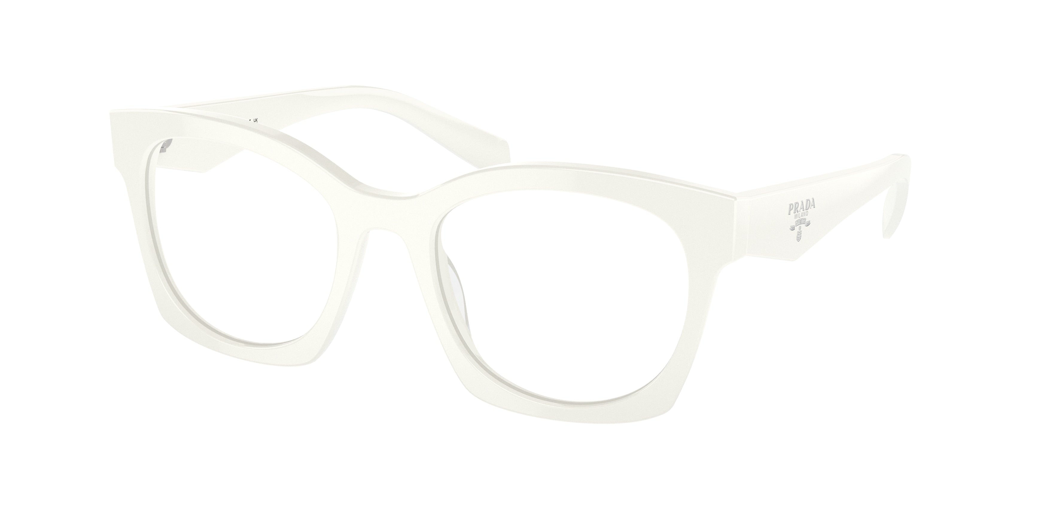 Prada PRA05V Irregular Eyeglasses  17K1O1-White Ivory 52-140-20 - Color Map White