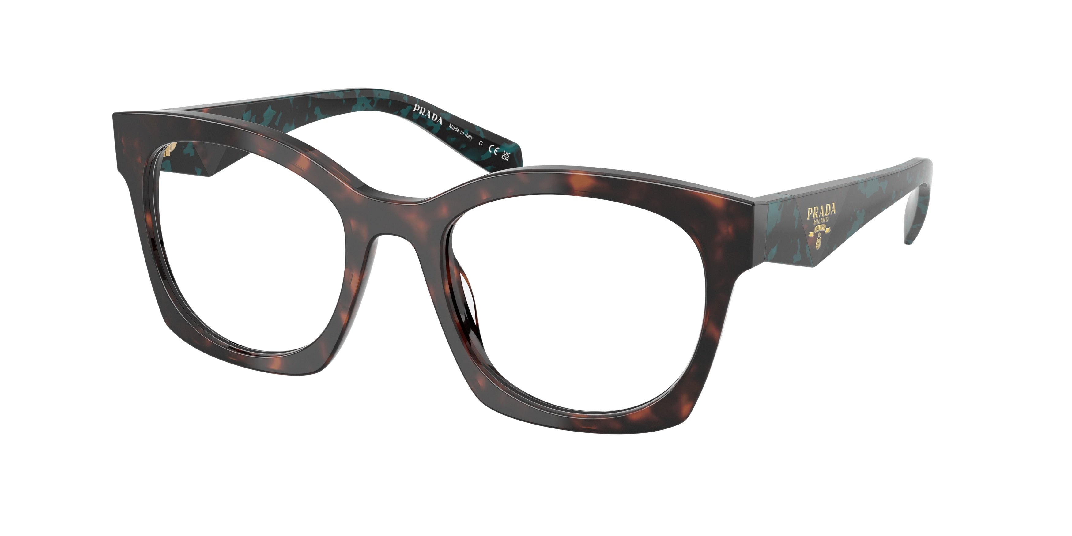 Prada PRA05V Irregular Eyeglasses  18Z1O1-Root Tortoise 52-140-20 - Color Map Tortoise