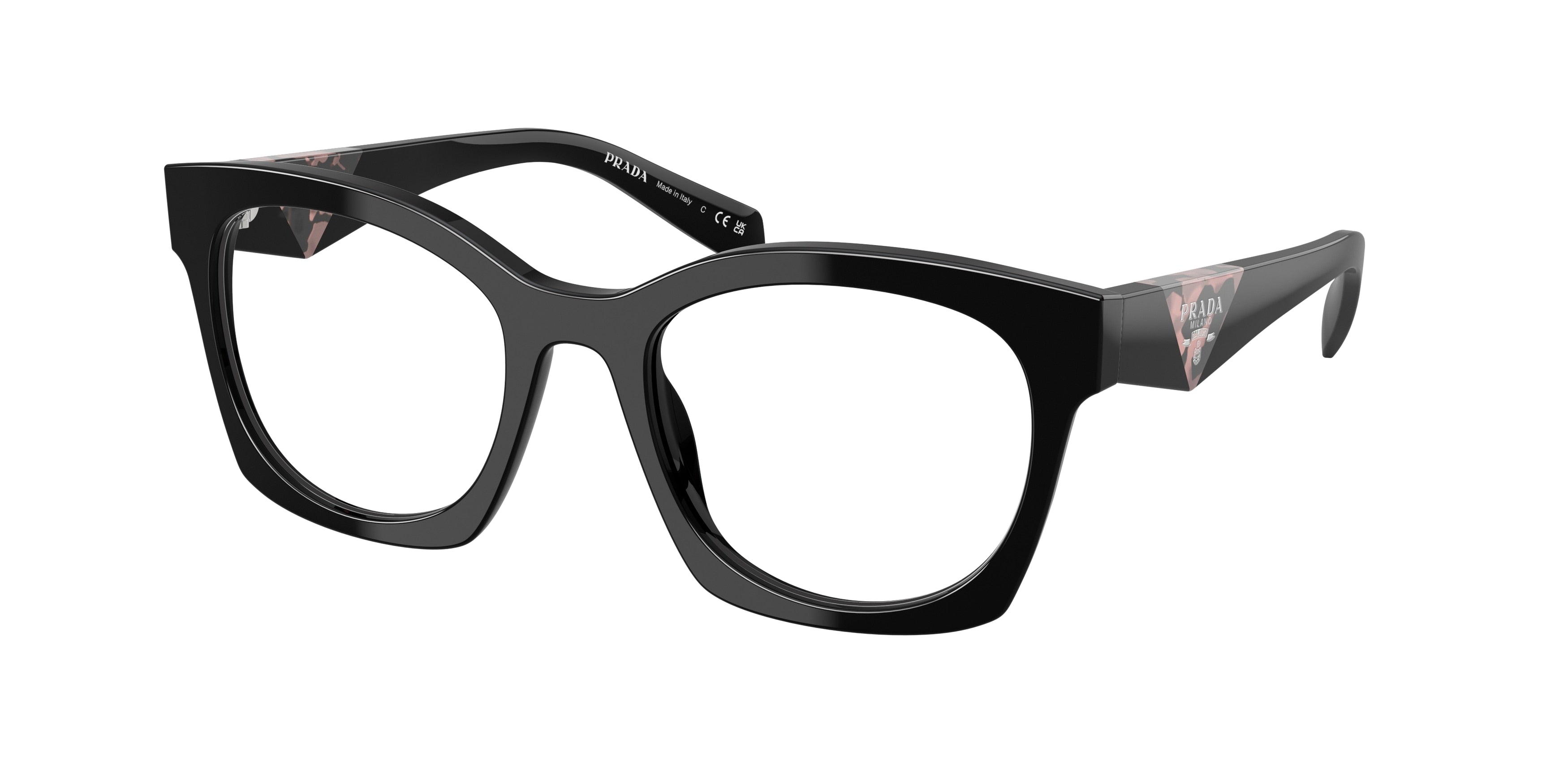 Prada PRA05V Irregular Eyeglasses  27A1O1-Black 52-140-20 - Color Map Black