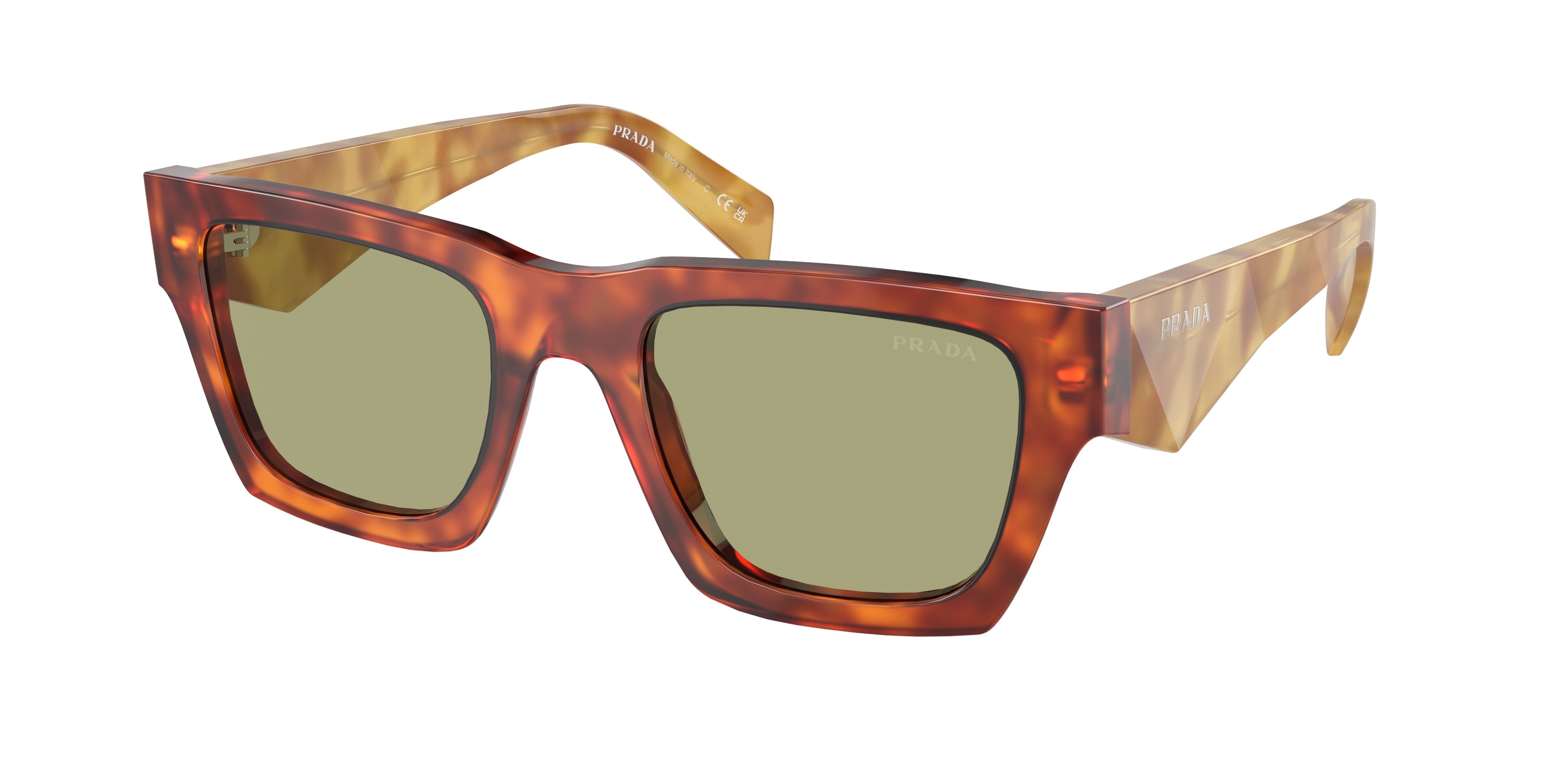 Prada PRA06S Pillow Sunglasses  11P60C-Cognac Tortoise 50-145-21 - Color Map Brown