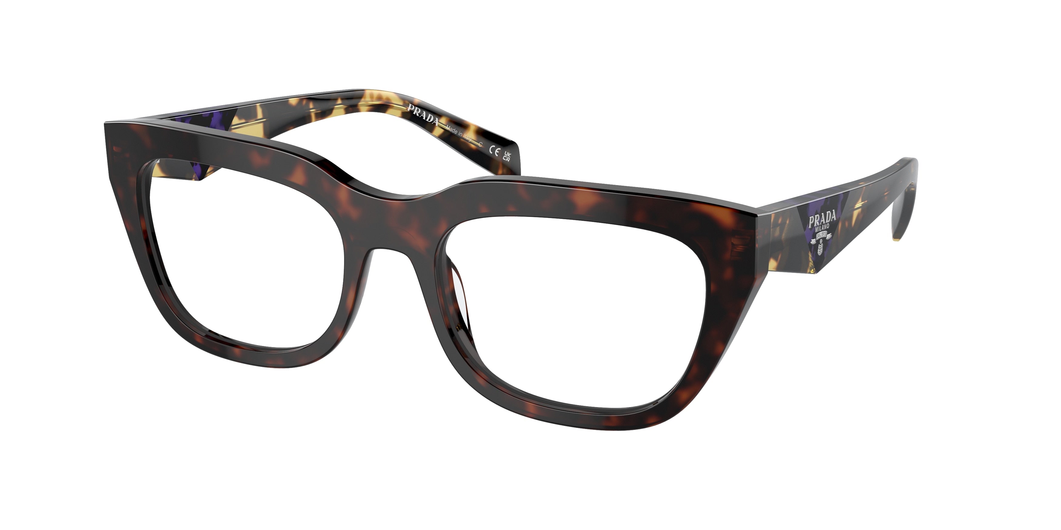 Prada PRA06VF Irregular Eyeglasses  17N1O1-Havana 55-140-18 - Color Map Tortoise