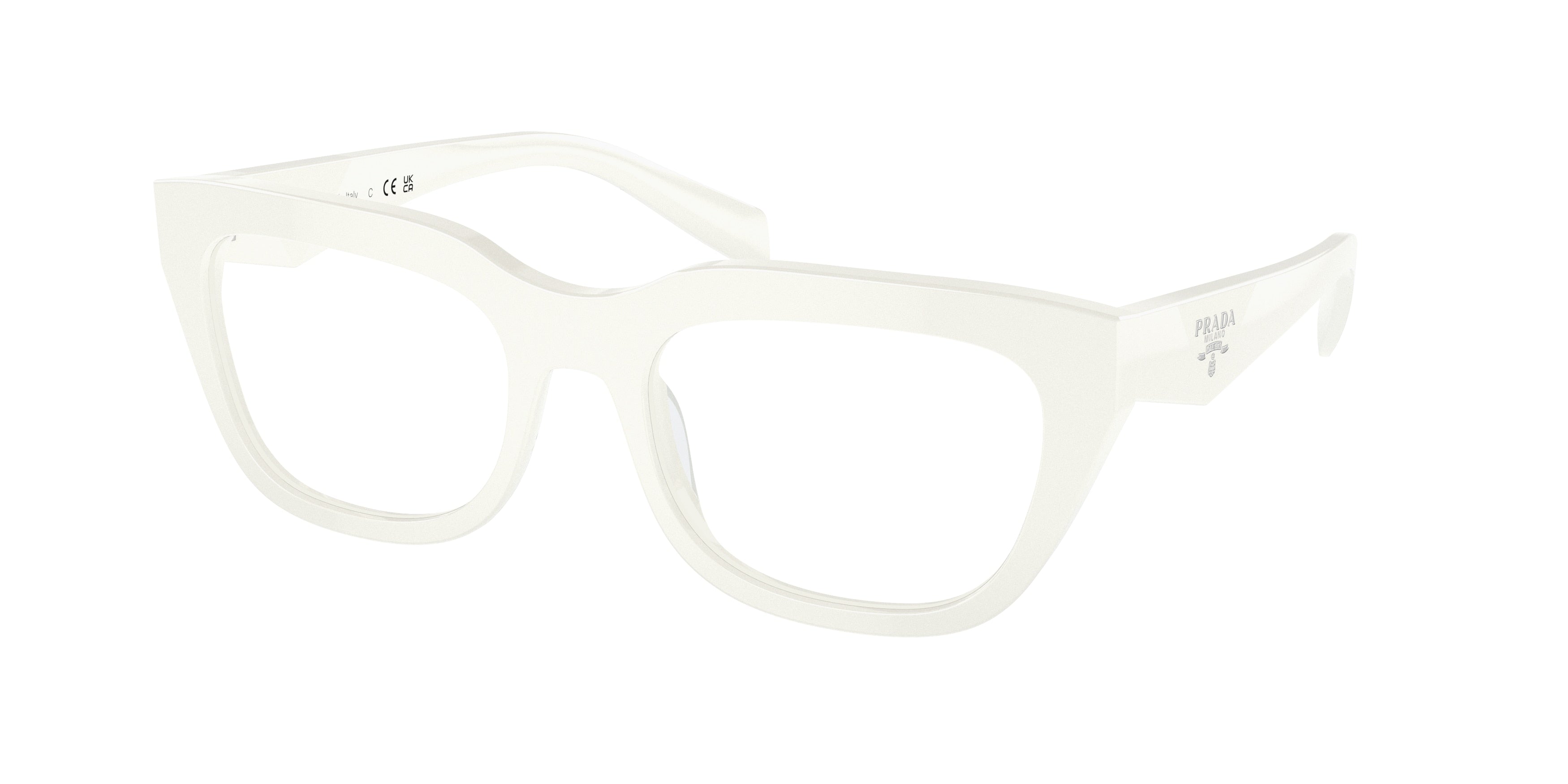 Prada PRA06V Irregular Eyeglasses  17K1O1-White Ivory 54-140-19 - Color Map White