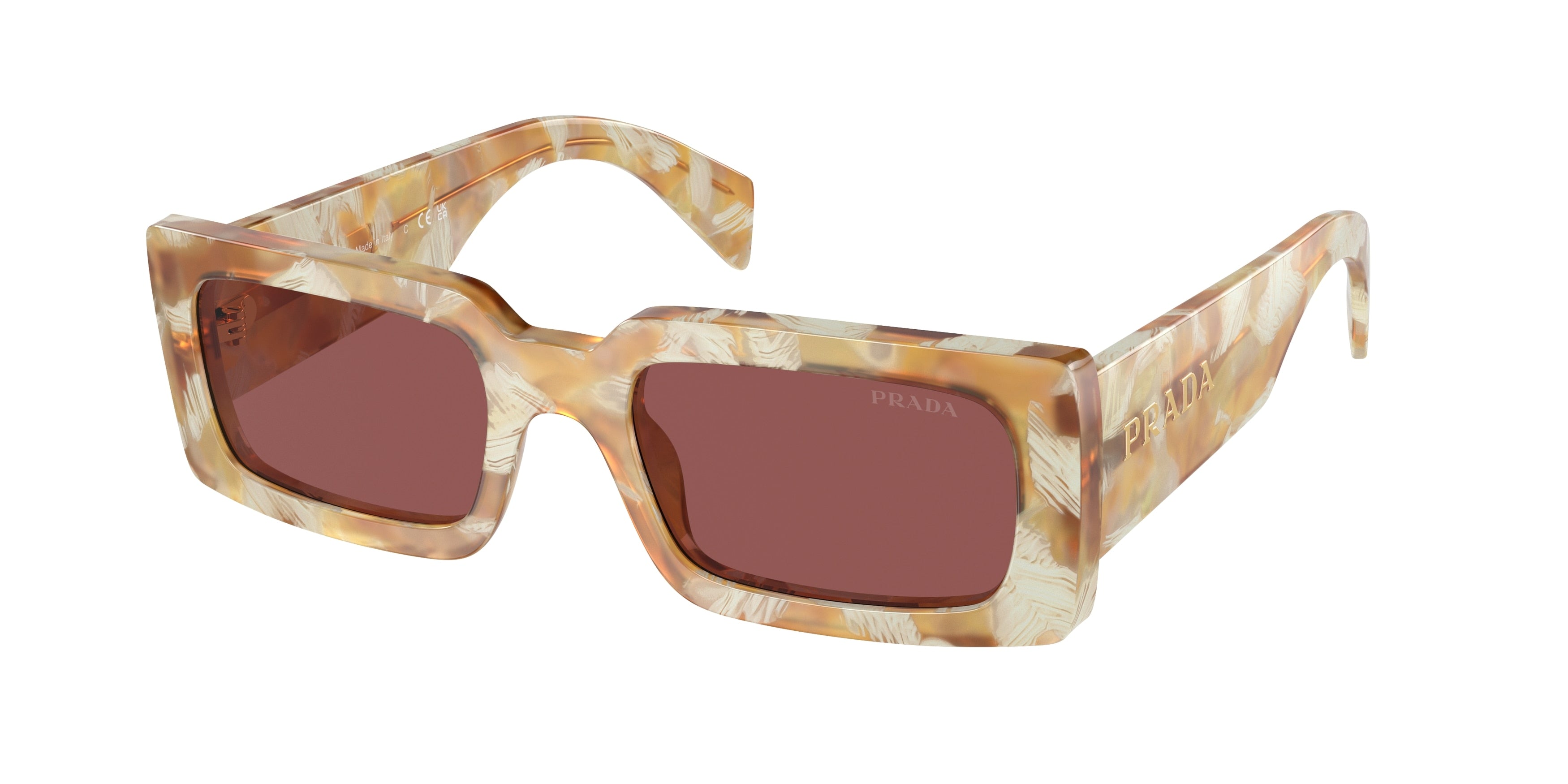 Prada PRA07S Pillow Sunglasses  19N08S-Desert Tortoise 52-145-20 - Color Map Brown