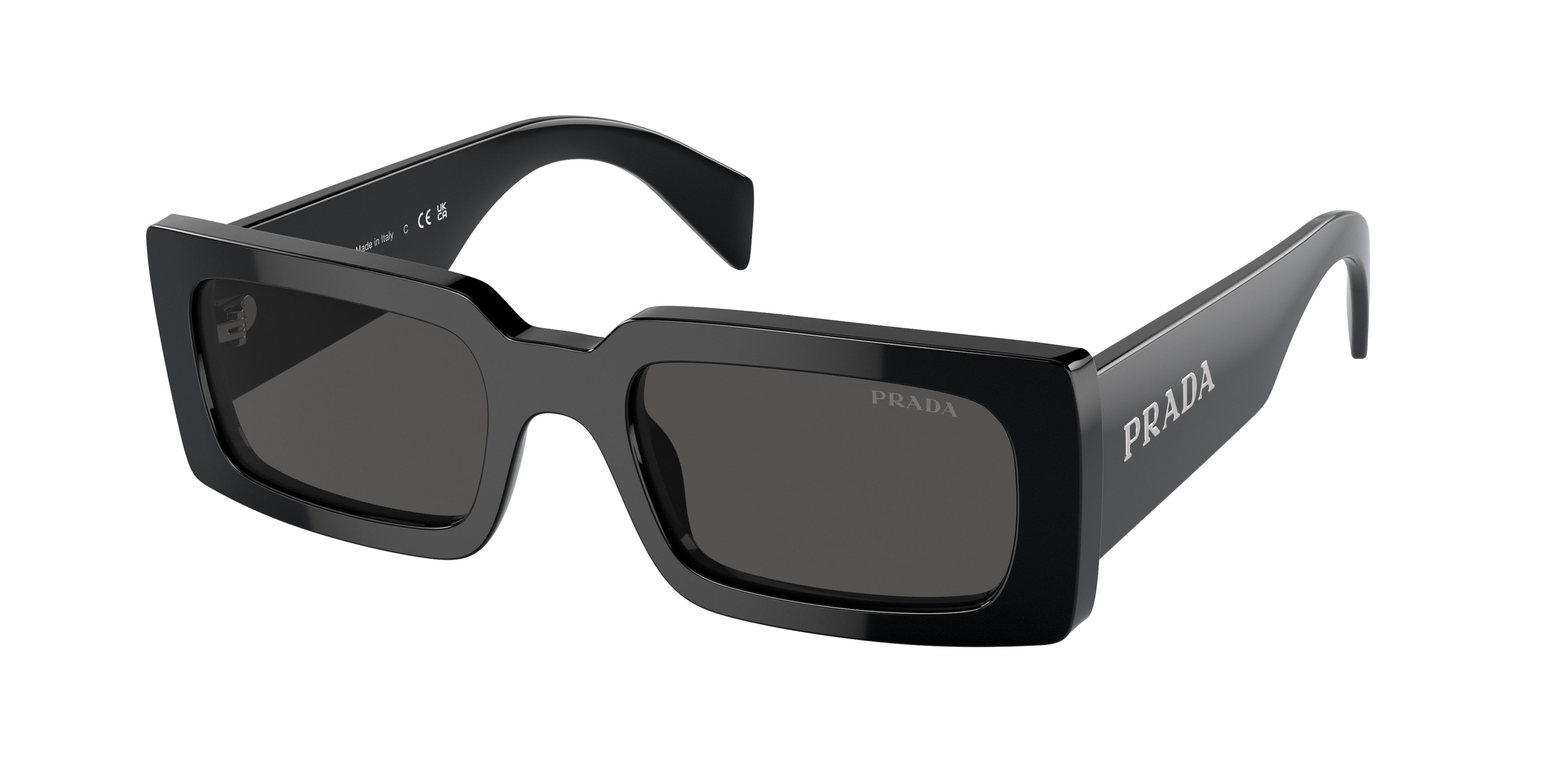 Prada PRA07S Pillow Sunglasses  1AB5S0-Black 52-145-20 - Color Map Black