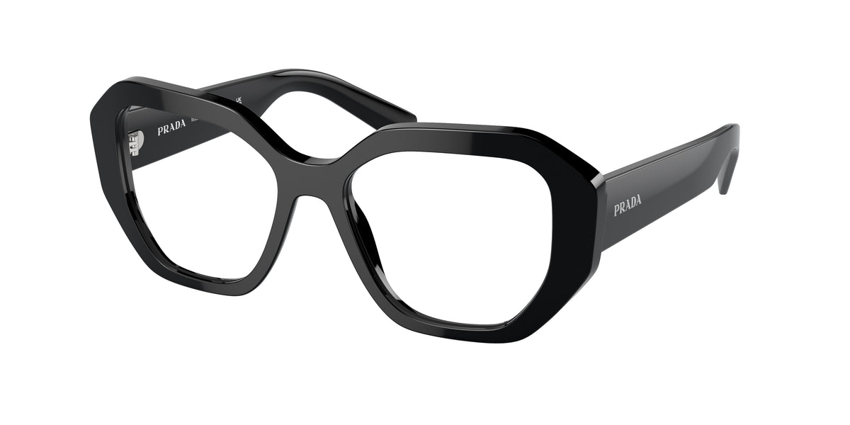 Prada PRA07V Irregular Eyeglasses  1AB1O1-Black 52-140-17 - Color Map Black