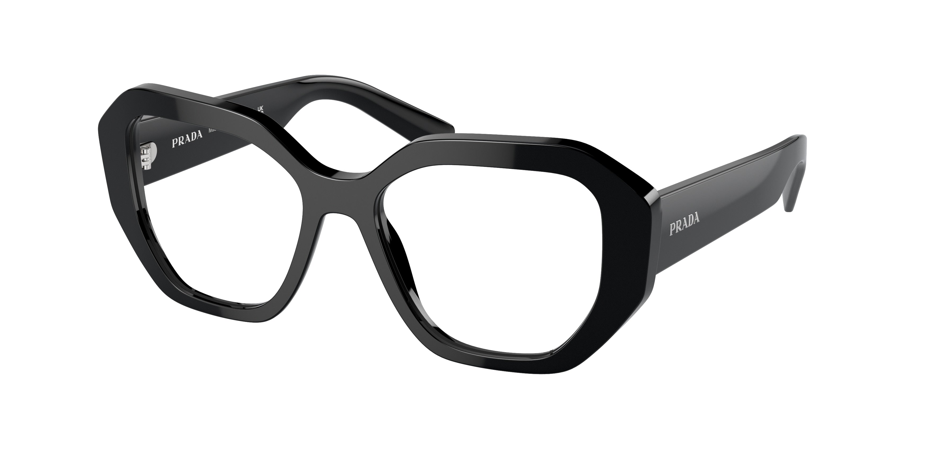 Prada PRA07V Irregular Eyeglasses  1AB1O1-Black 52-140-17 - Color Map Black