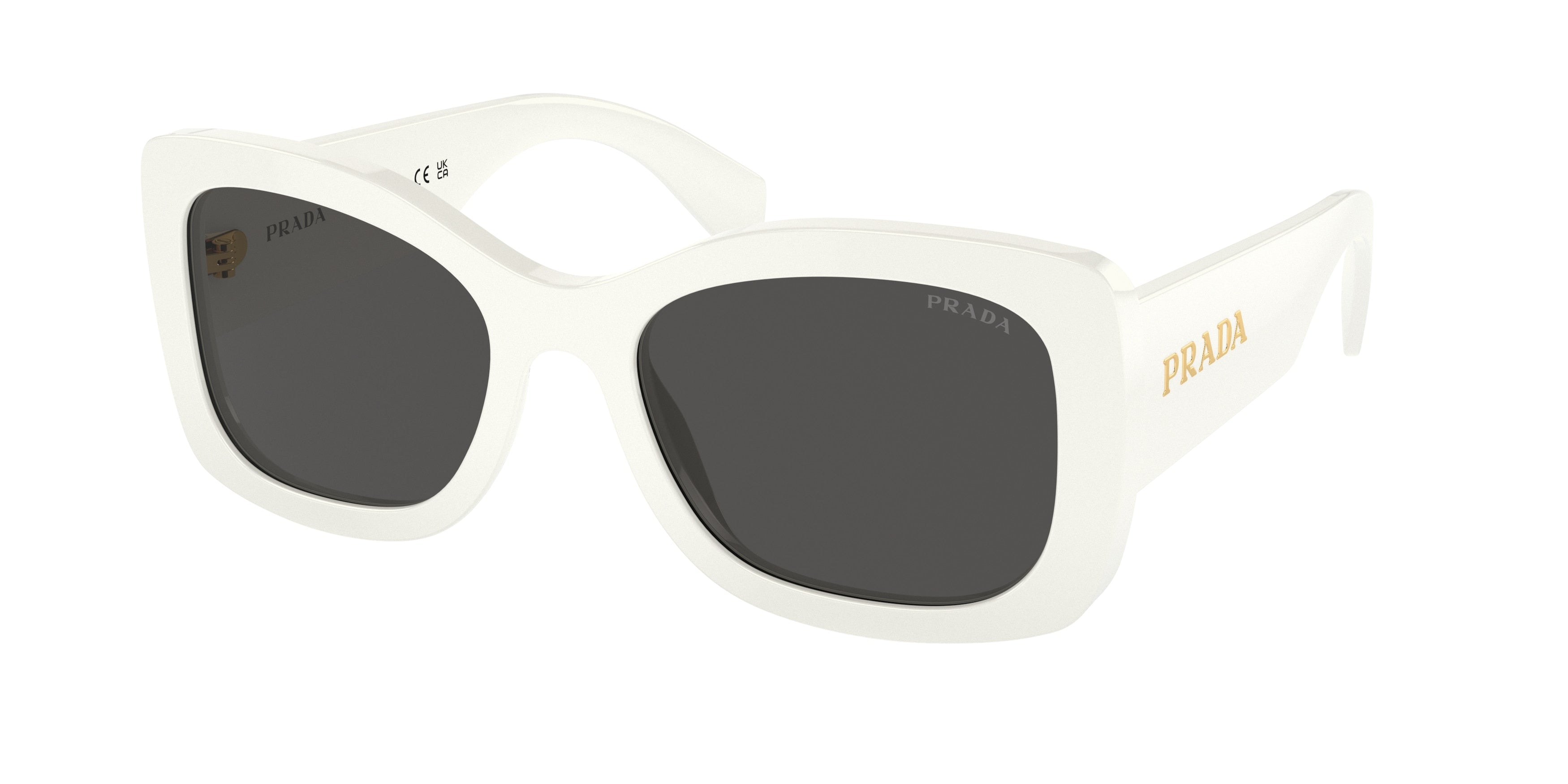 Prada PRA08S Oval Sunglasses  1425S0-Talc 56-145-20 - Color Map White