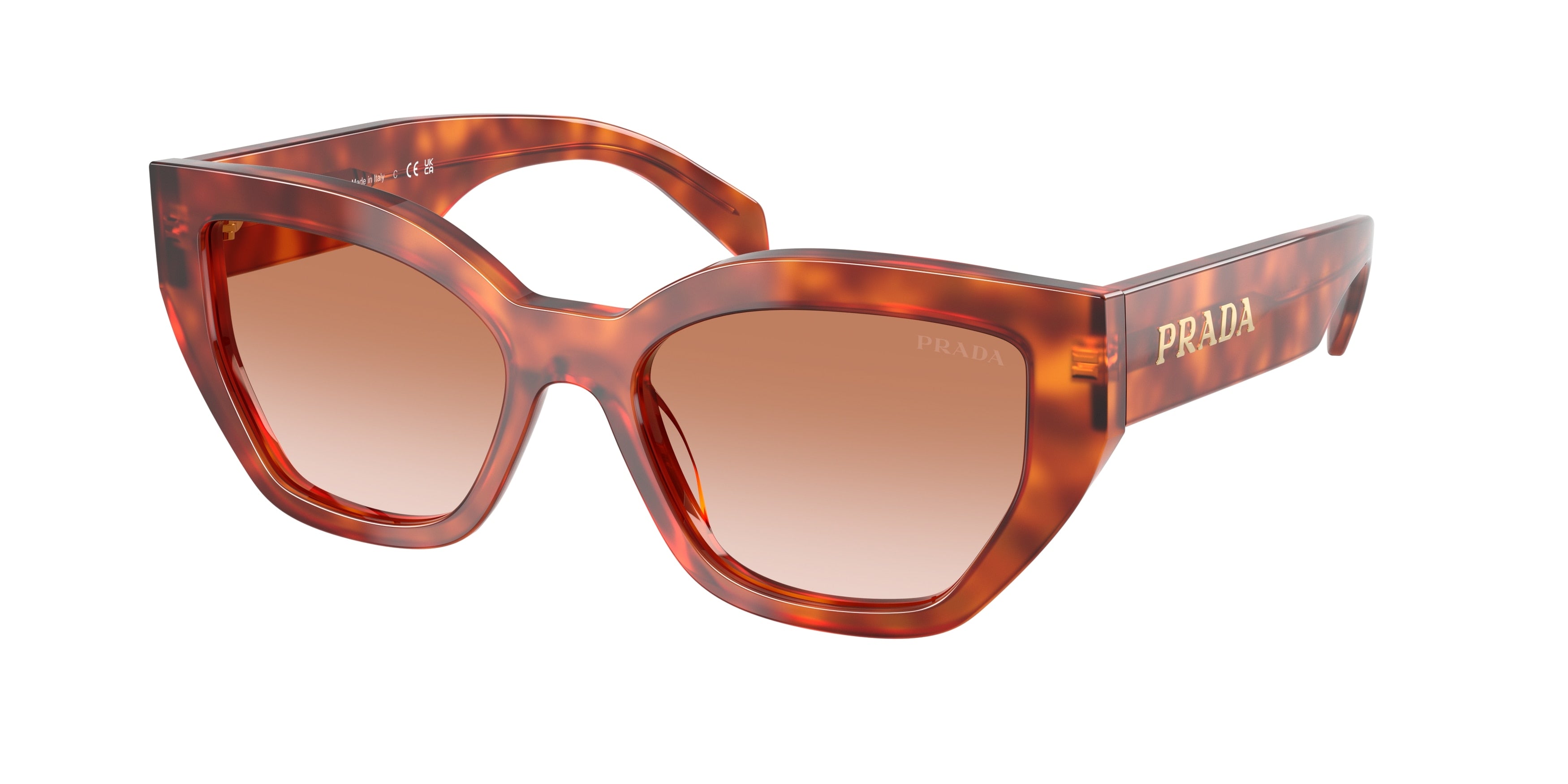 Prada PRA09SF Butterfly Sunglasses  11P70E-Cognac Tortoise 55-145-16 - Color Map Brown