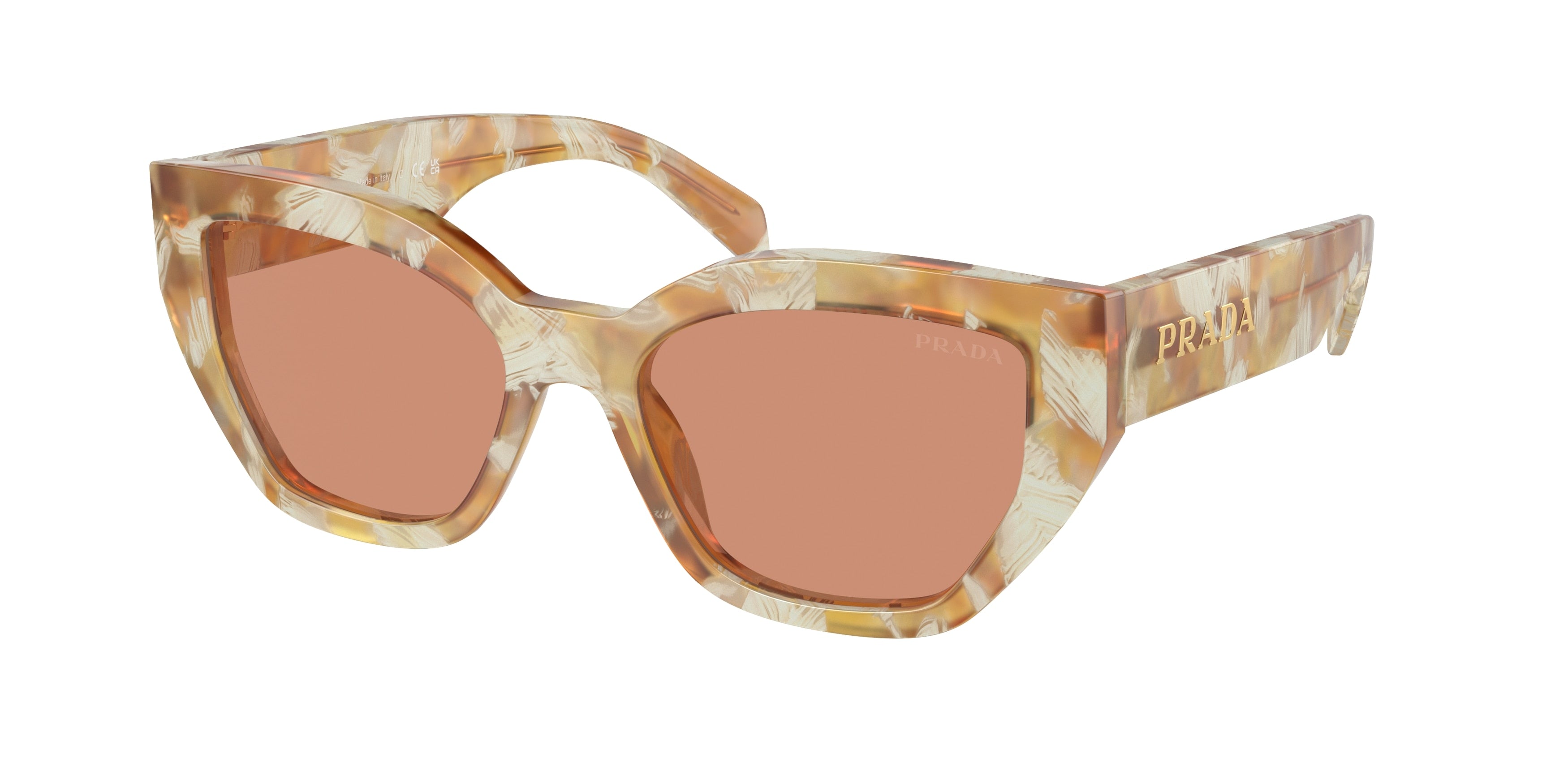 Prada PRA09S Butterfly Sunglasses  19N20D-Desert Tortoise 53-145-18 - Color Map Brown