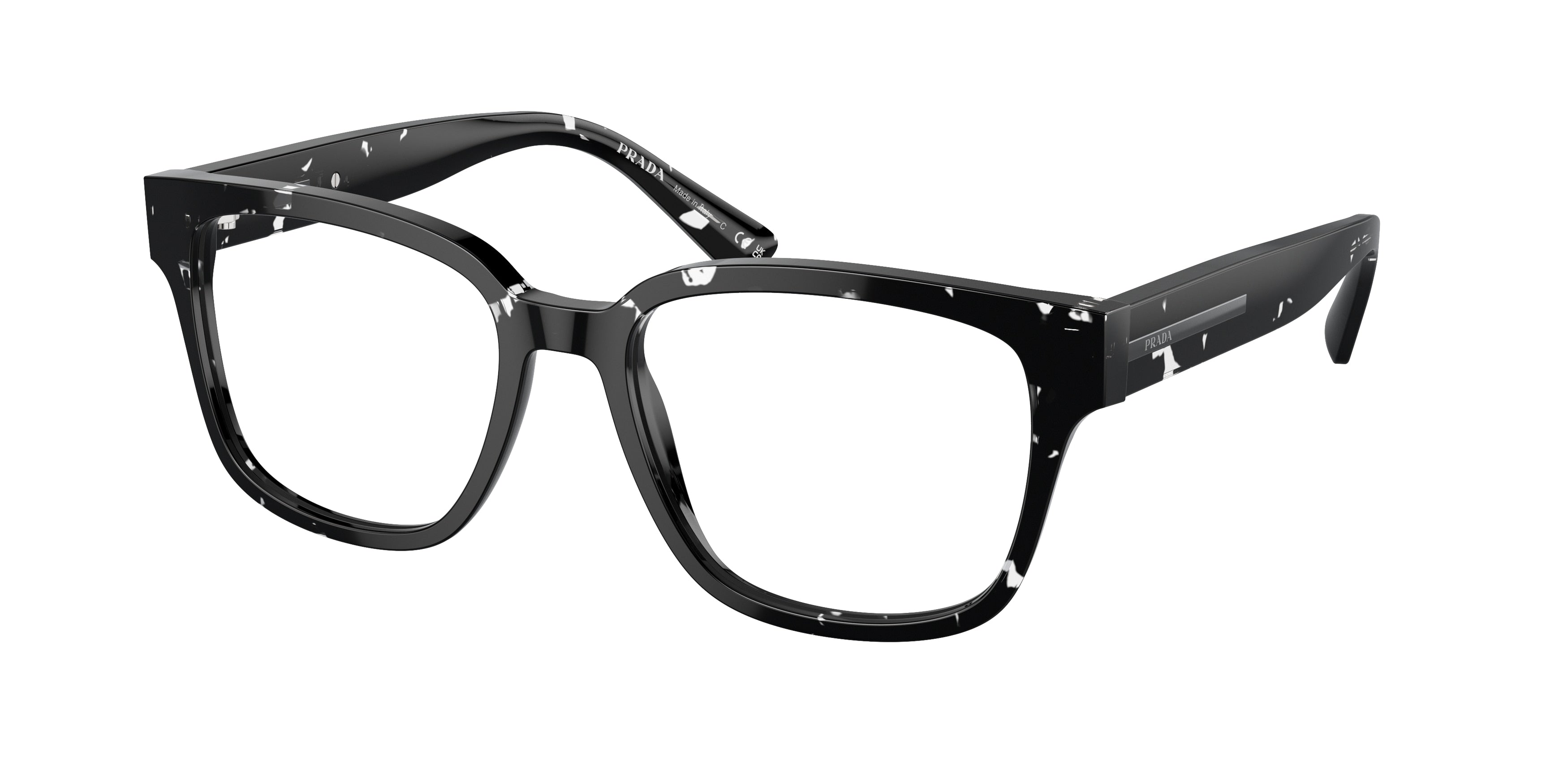 Prada PRA09V Pillow Eyeglasses  15O1O1-Havana Black Transparent 52-145-18 - Color Map Brown