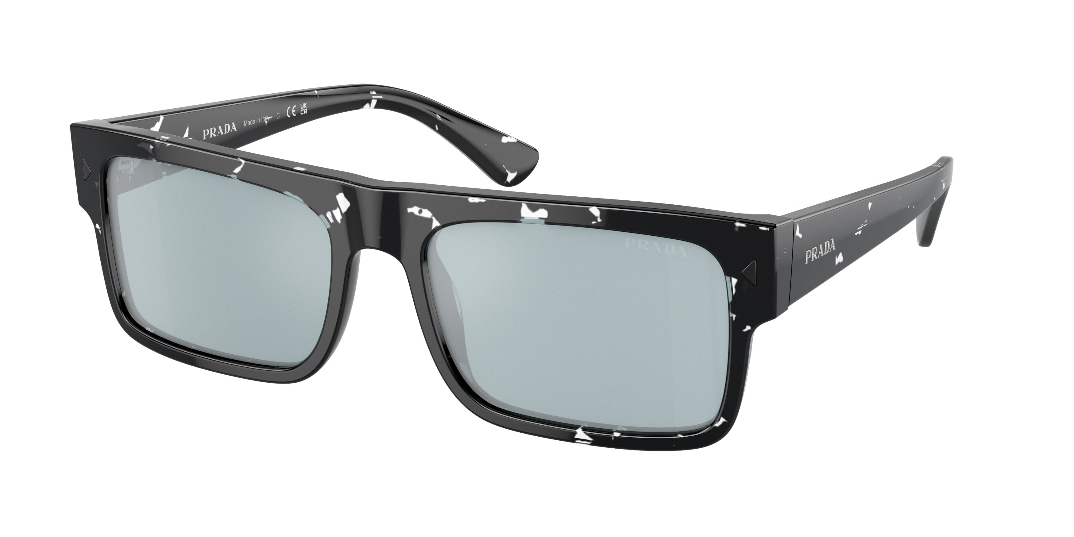 Prada PRA10SF Rectangle Sunglasses  15O01A-Havana Black Transparent 59-150-17 - Color Map Brown