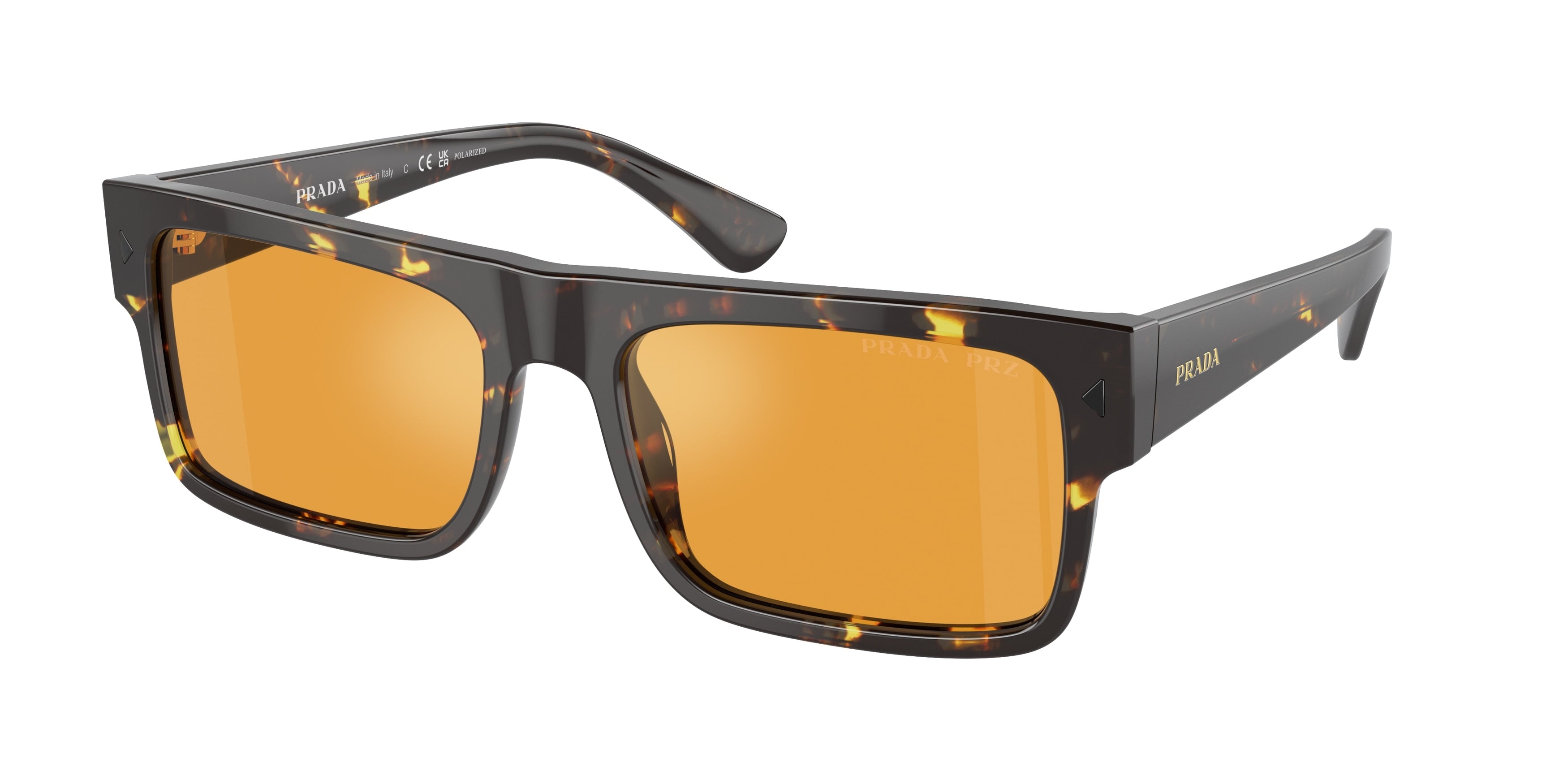 Prada PRA10SF Rectangle Sunglasses  16O20C-Havana Black Yellow 59-150-17 - Color Map Brown