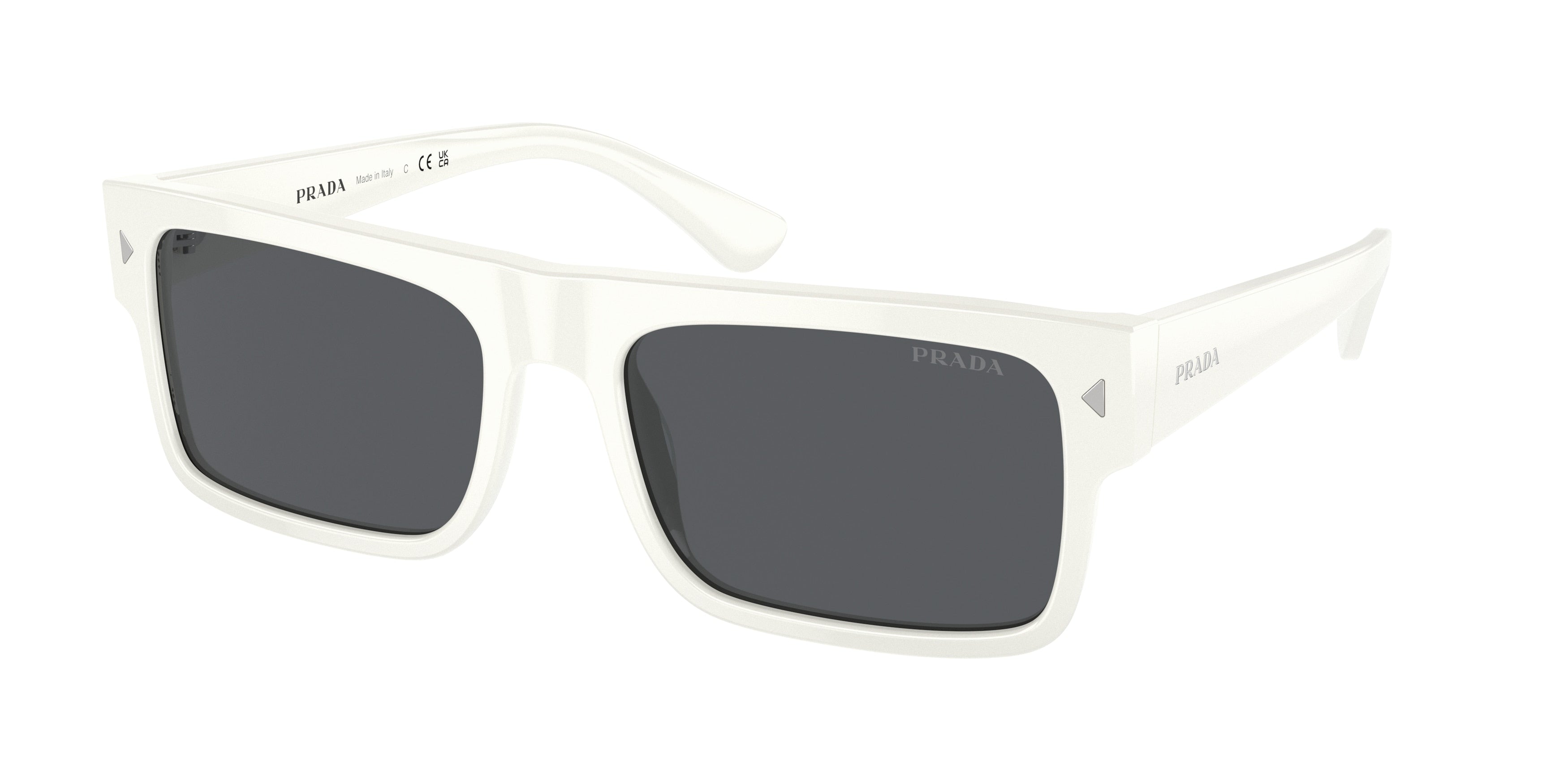 Prada PRA10S Rectangle Sunglasses  17K07T-White 59-150-19 - Color Map White