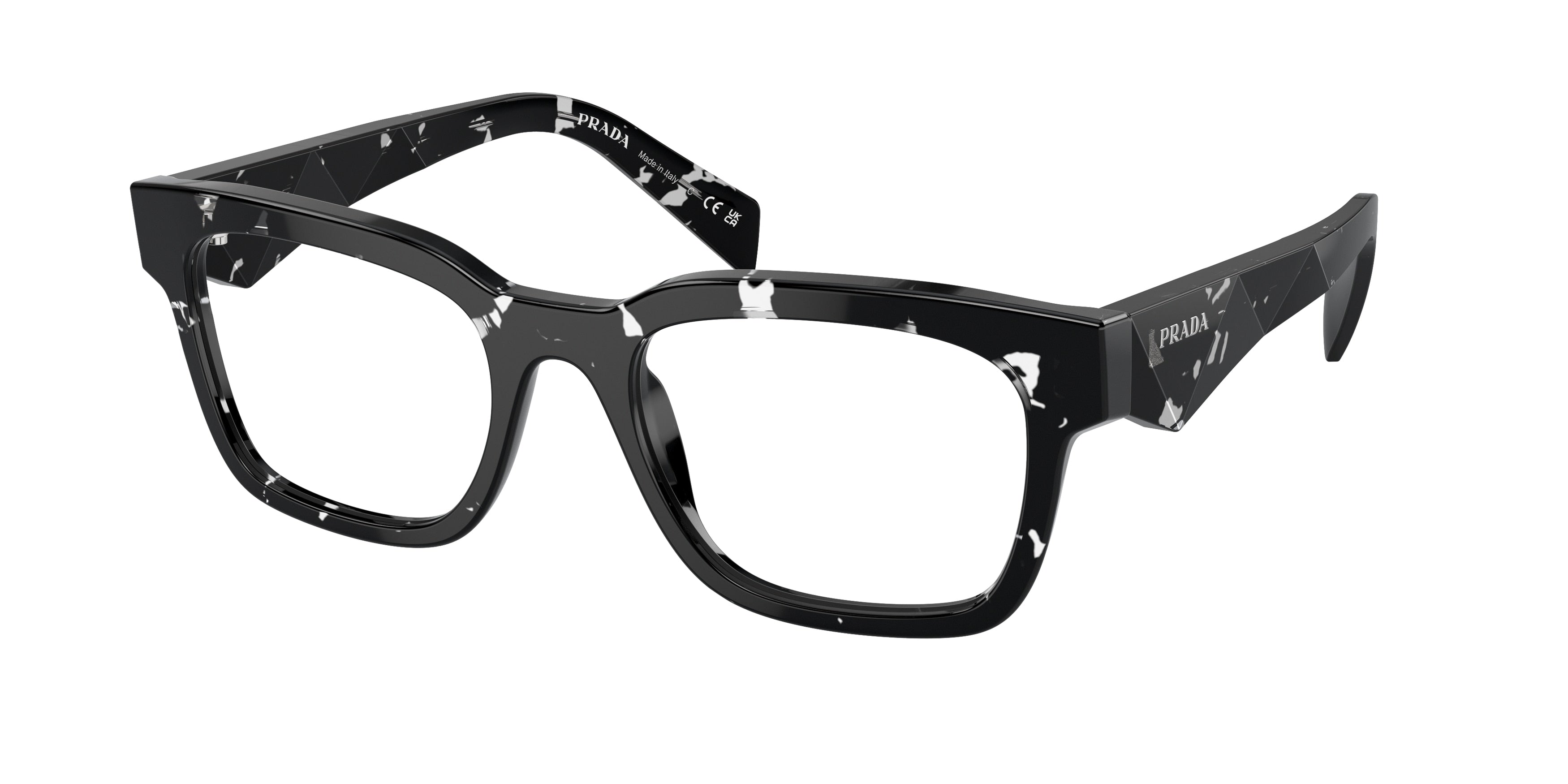 Prada PRA10VF Pillow Eyeglasses  15O1O1-Havana Black Transparent 54-145-18 - Color Map Brown