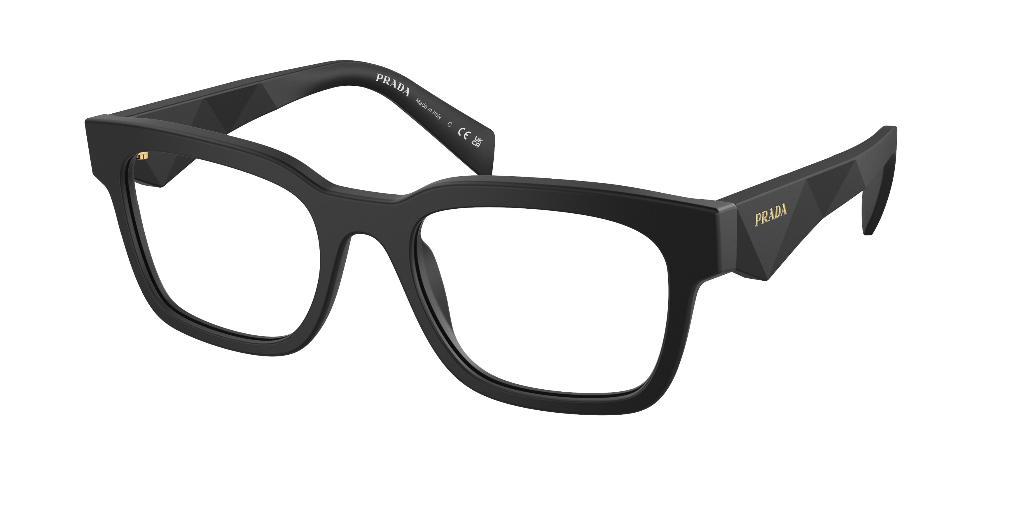 Prada PRA10V Pillow Eyeglasses  12P1O1-Matte Black 53-145-20 - Color Map Black