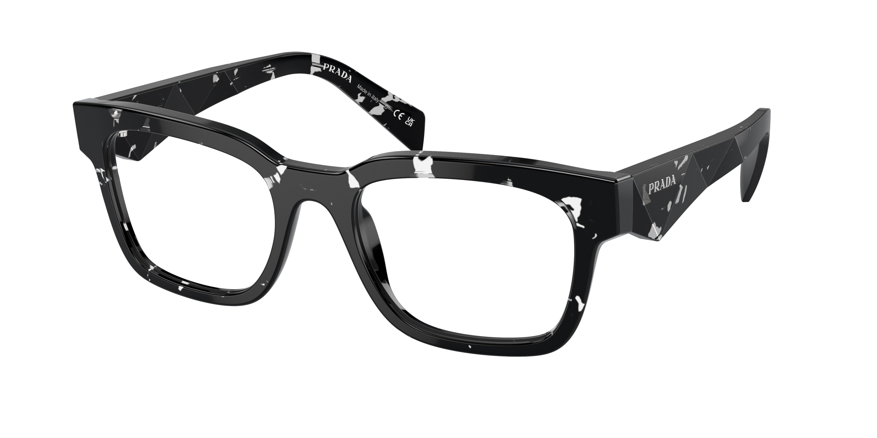 Prada PRA10V Pillow Eyeglasses  15O1O1-Havana Black Transparent 53-145-20 - Color Map Brown