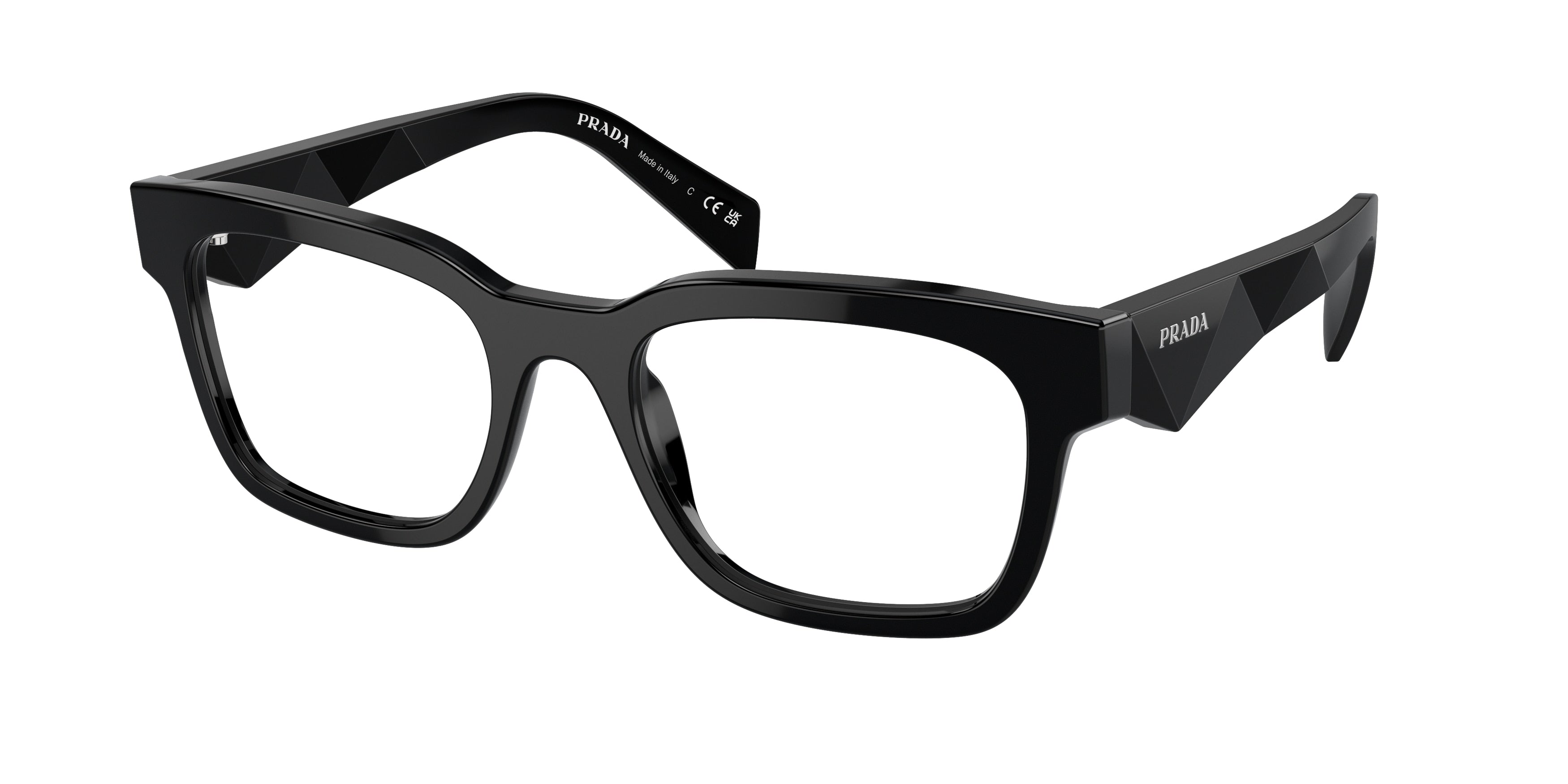 Prada PRA10V Pillow Eyeglasses  16K1O1-Black 53-145-20 - Color Map Black