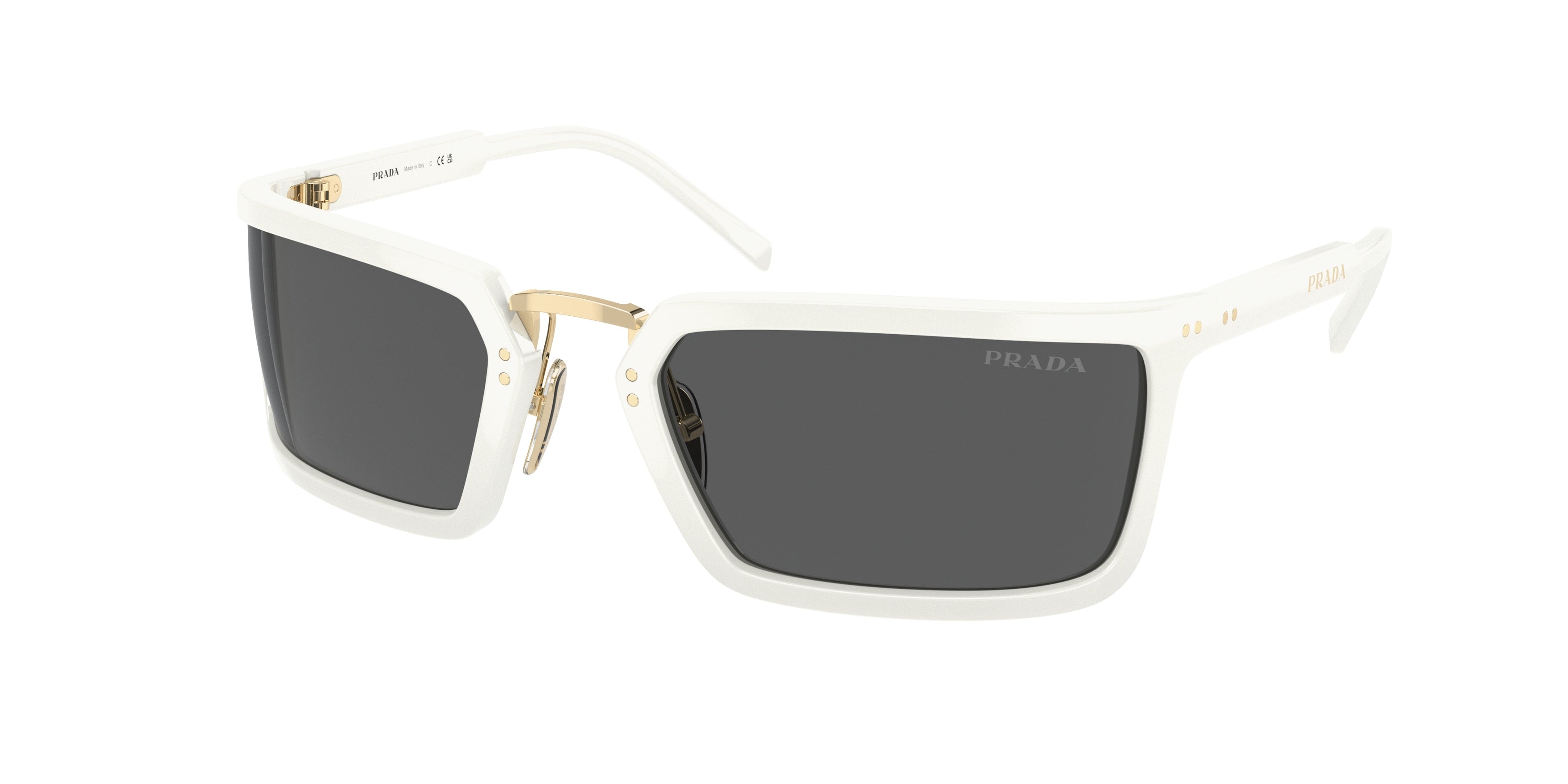 Prada PRA11S Irregular Sunglasses  4615S0-White 62-125-23 - Color Map White