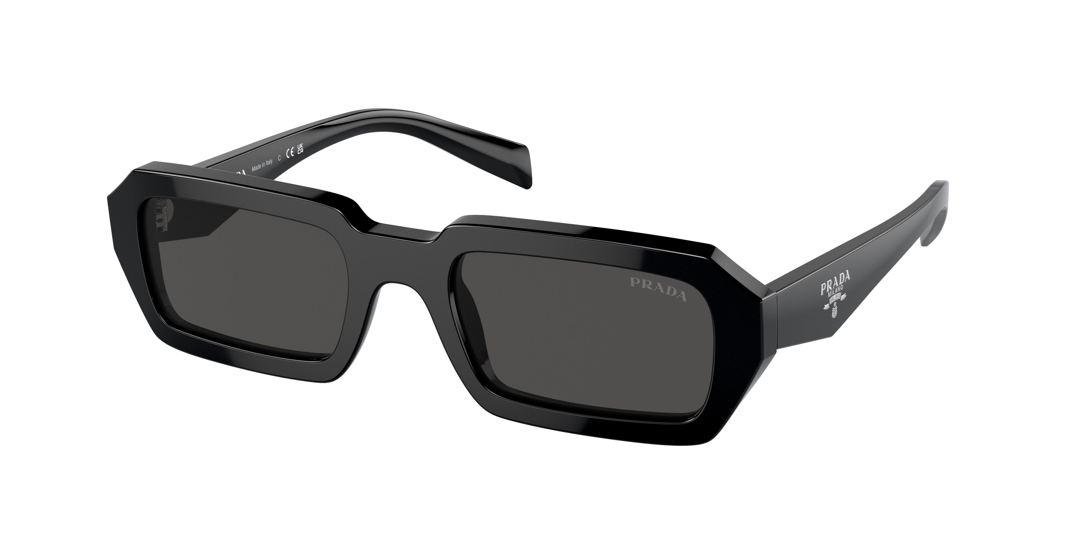 Prada PRA12SF Irregular Sunglasses  16K08Z-Black 54-140-19 - Color Map Black